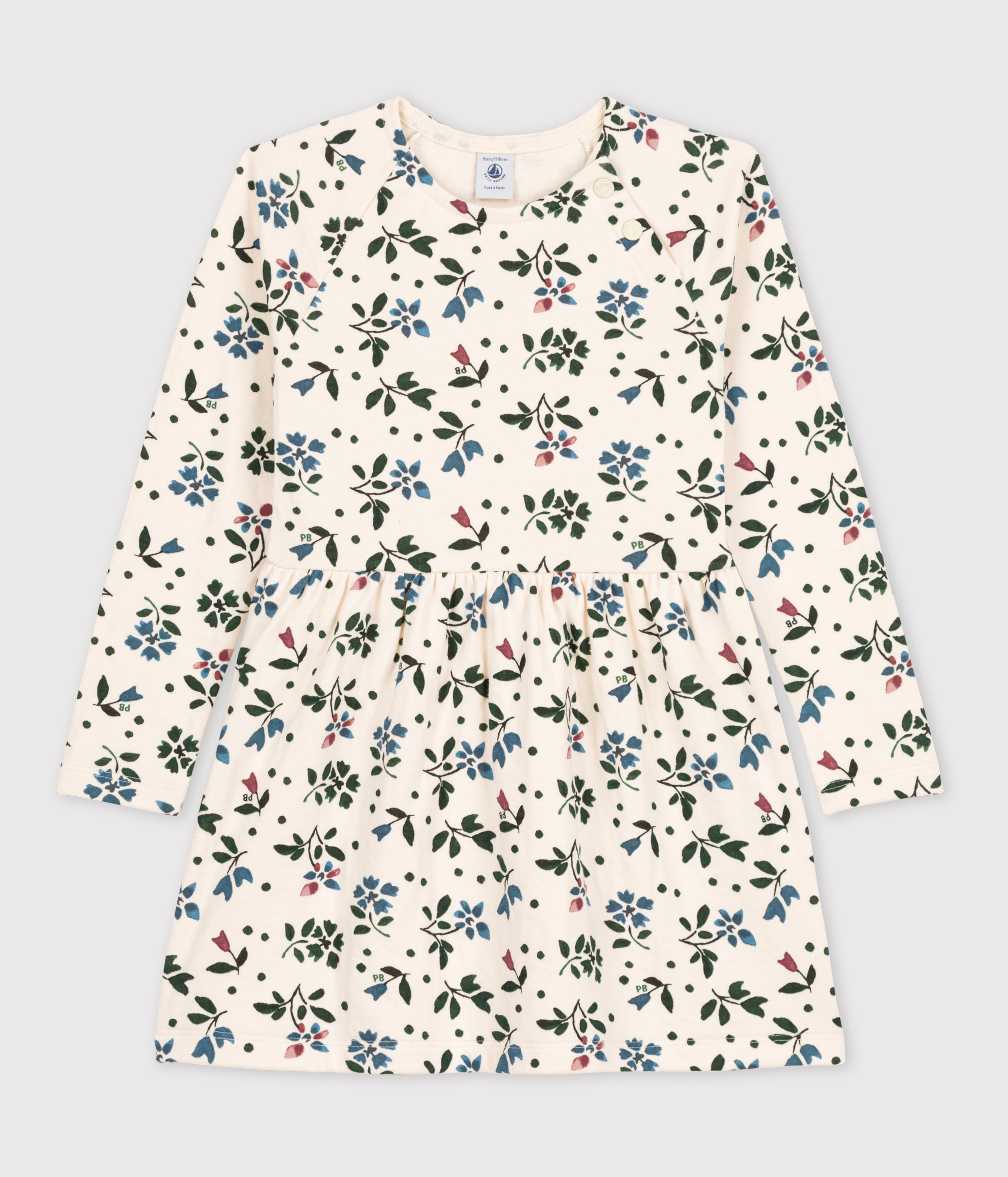 Girls' Long-Sleeved Floral Tube Knit Dress
