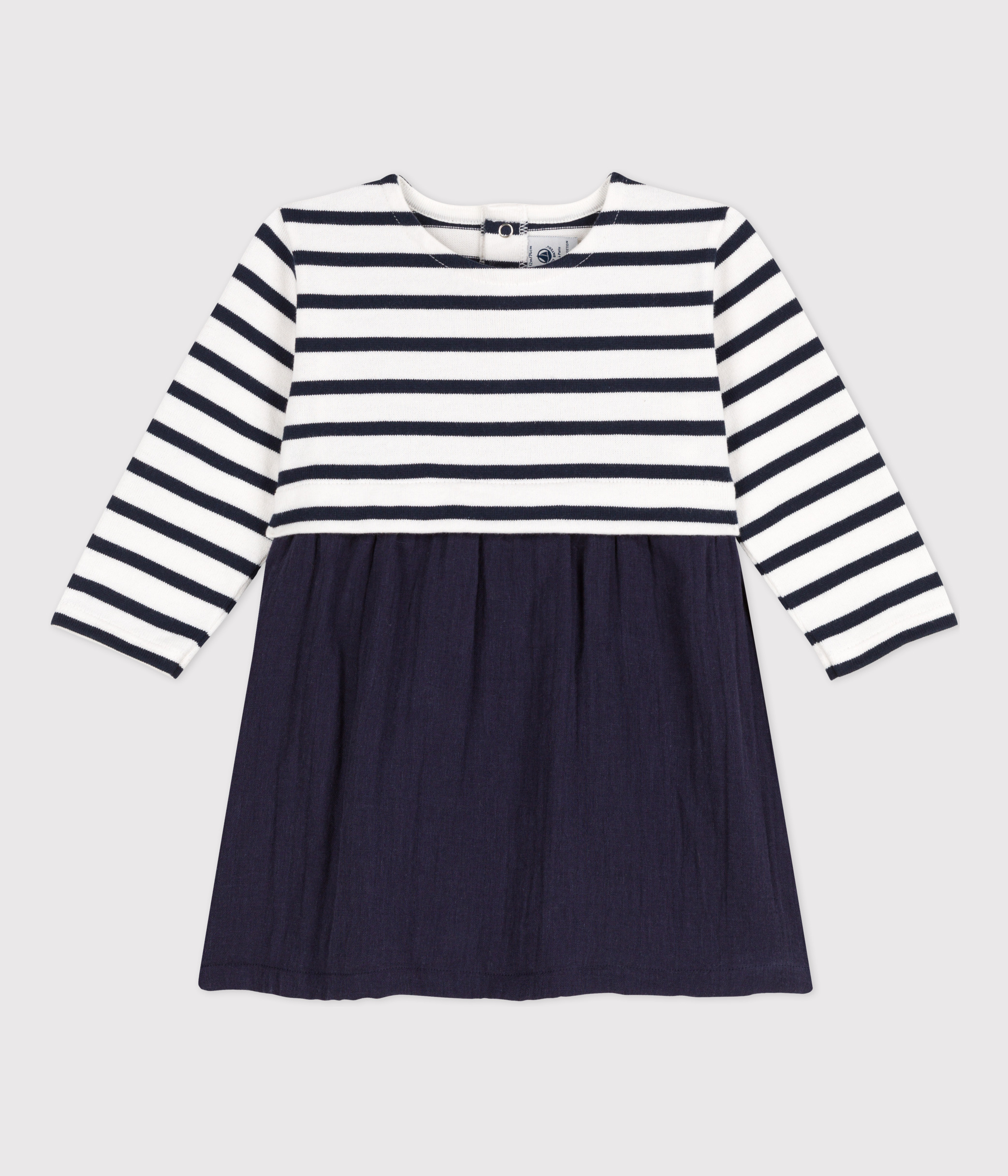 Babies' Long-Sleeved Dual Material Dress