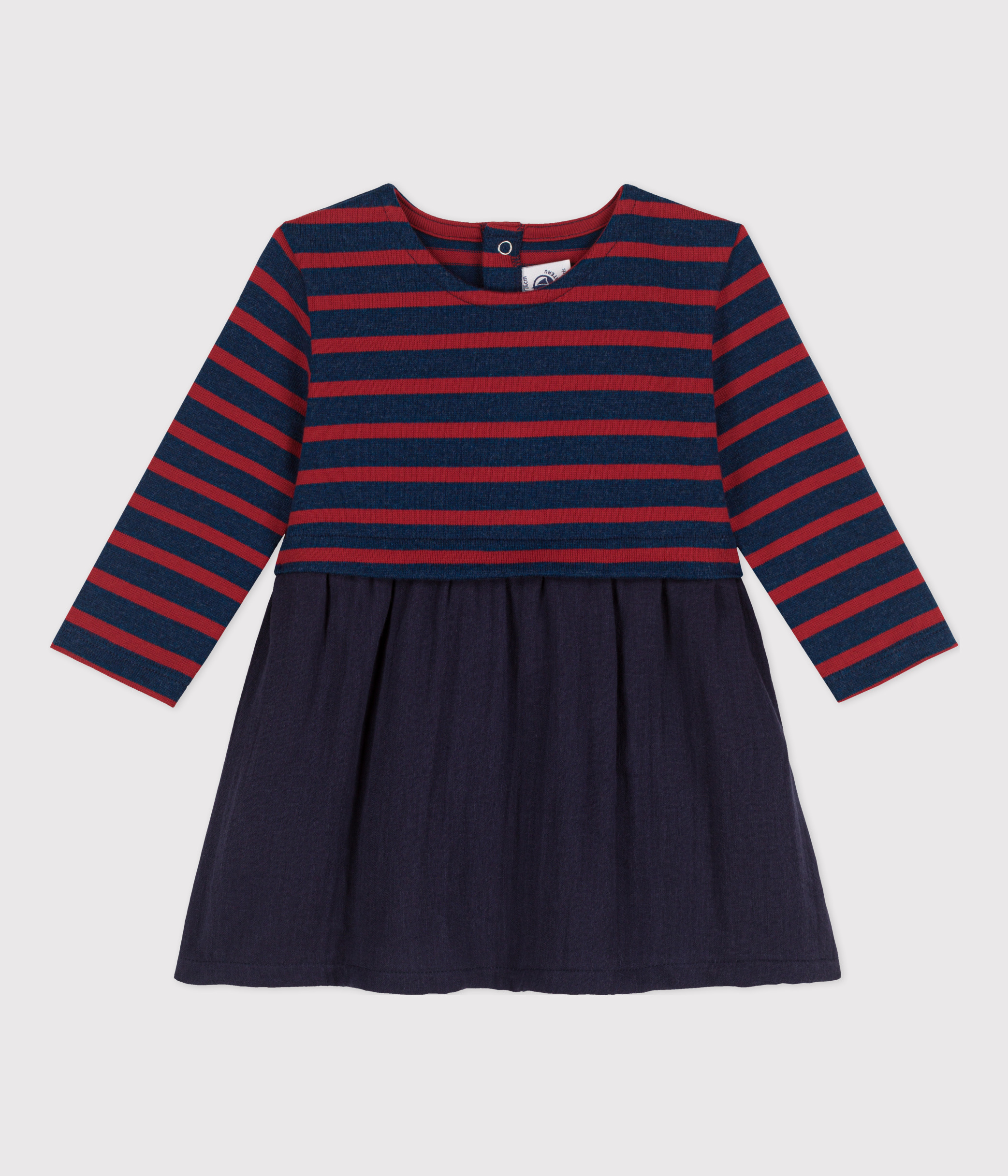 Babies' Long-Sleeved Dual Material Dress