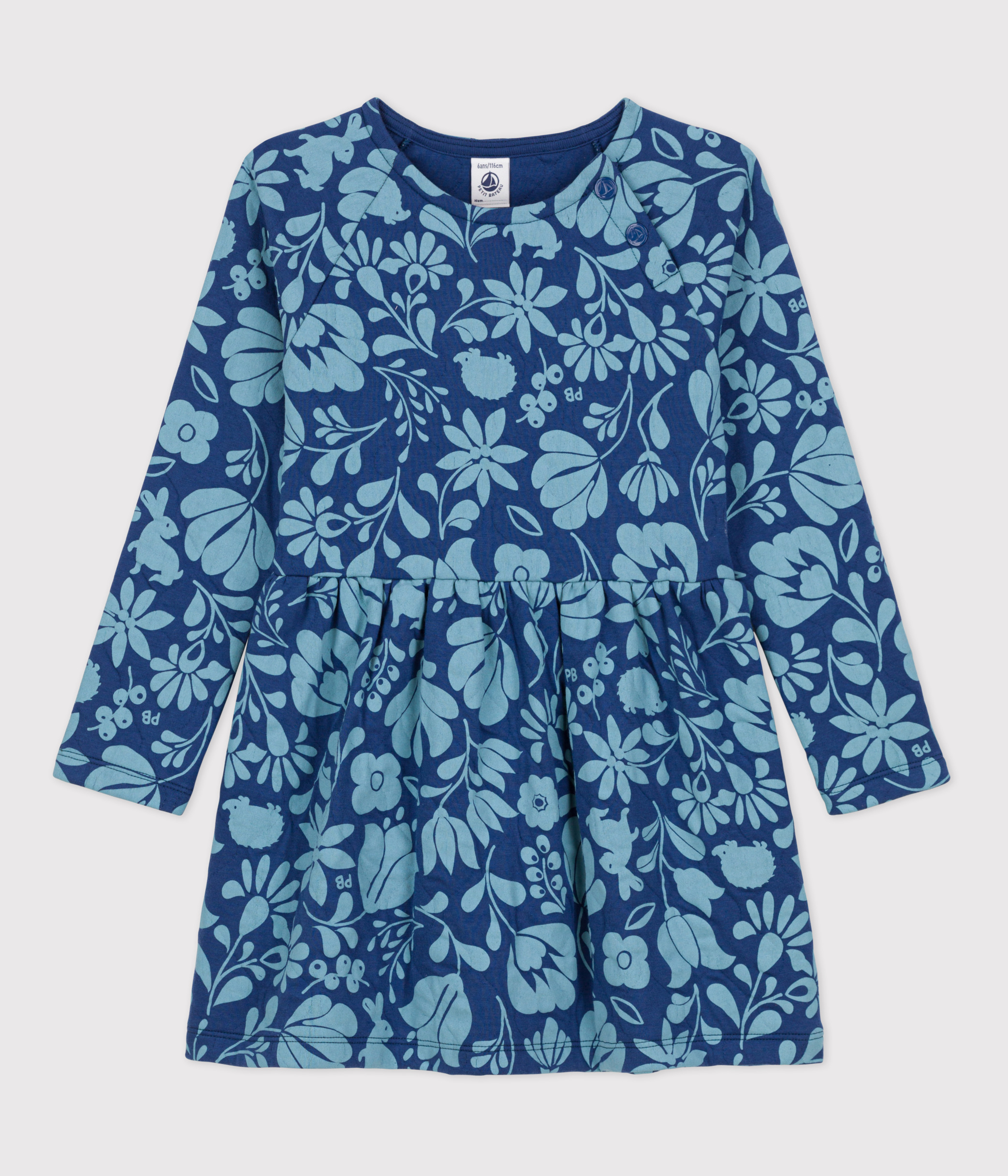 Girls' Long-Sleeved Floral Tube Knit Dress