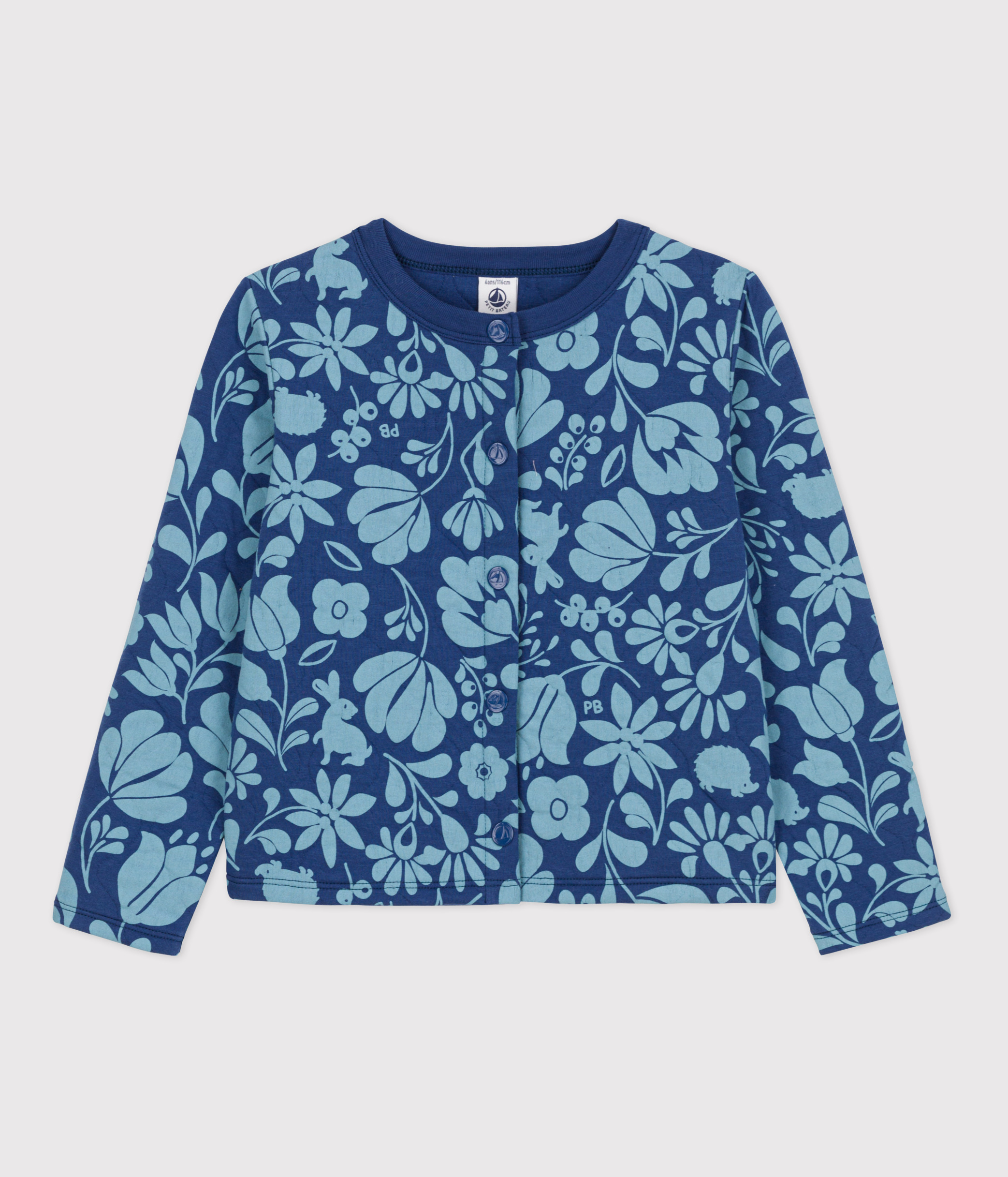 Girls' Printed Quilted Tube Knit Cardigan