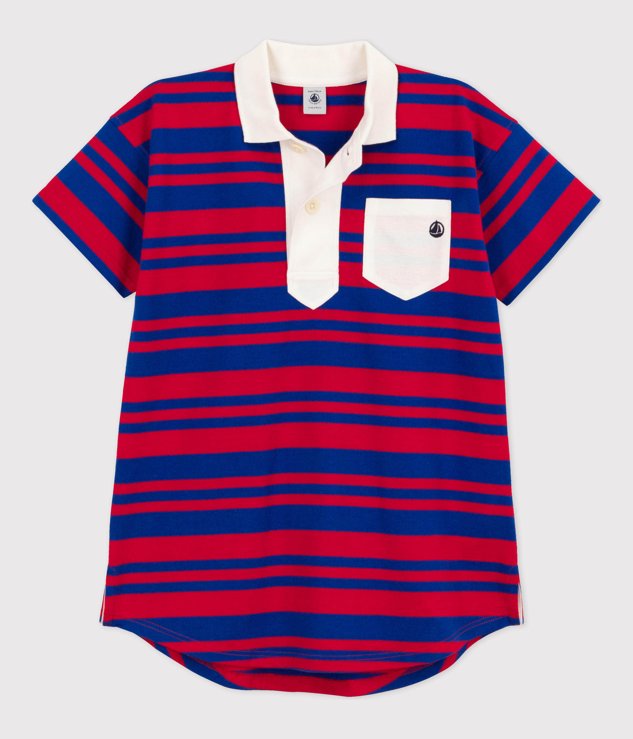 Girls' Striped Short-Sleeved Cotton Dress