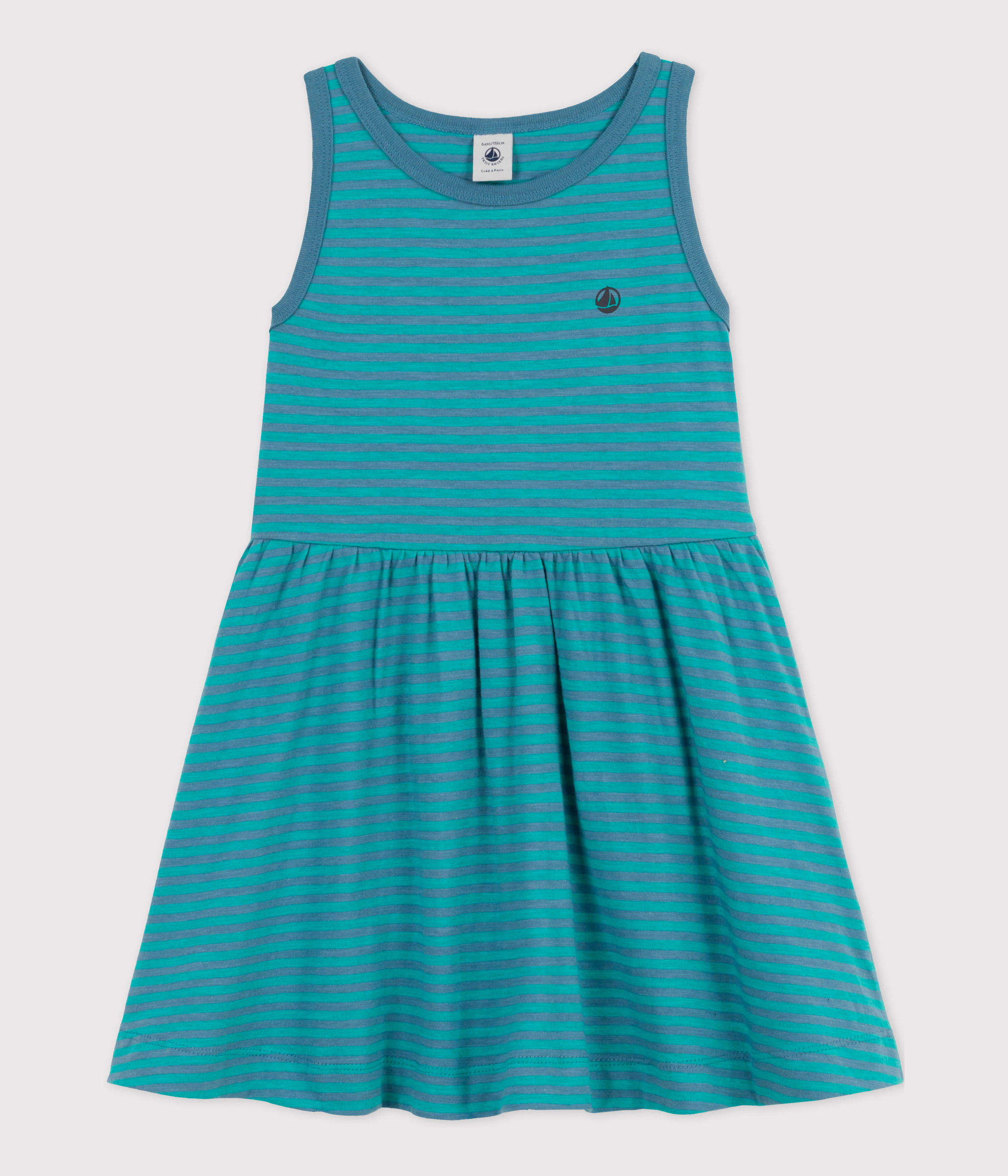 Girls' Sleeveless Striped Cotton Dress