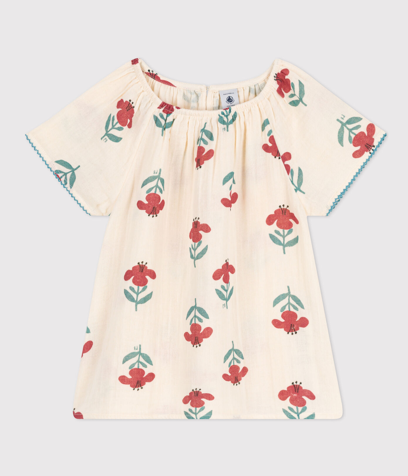 Girls' Floral Cotton Gauze Blouse
