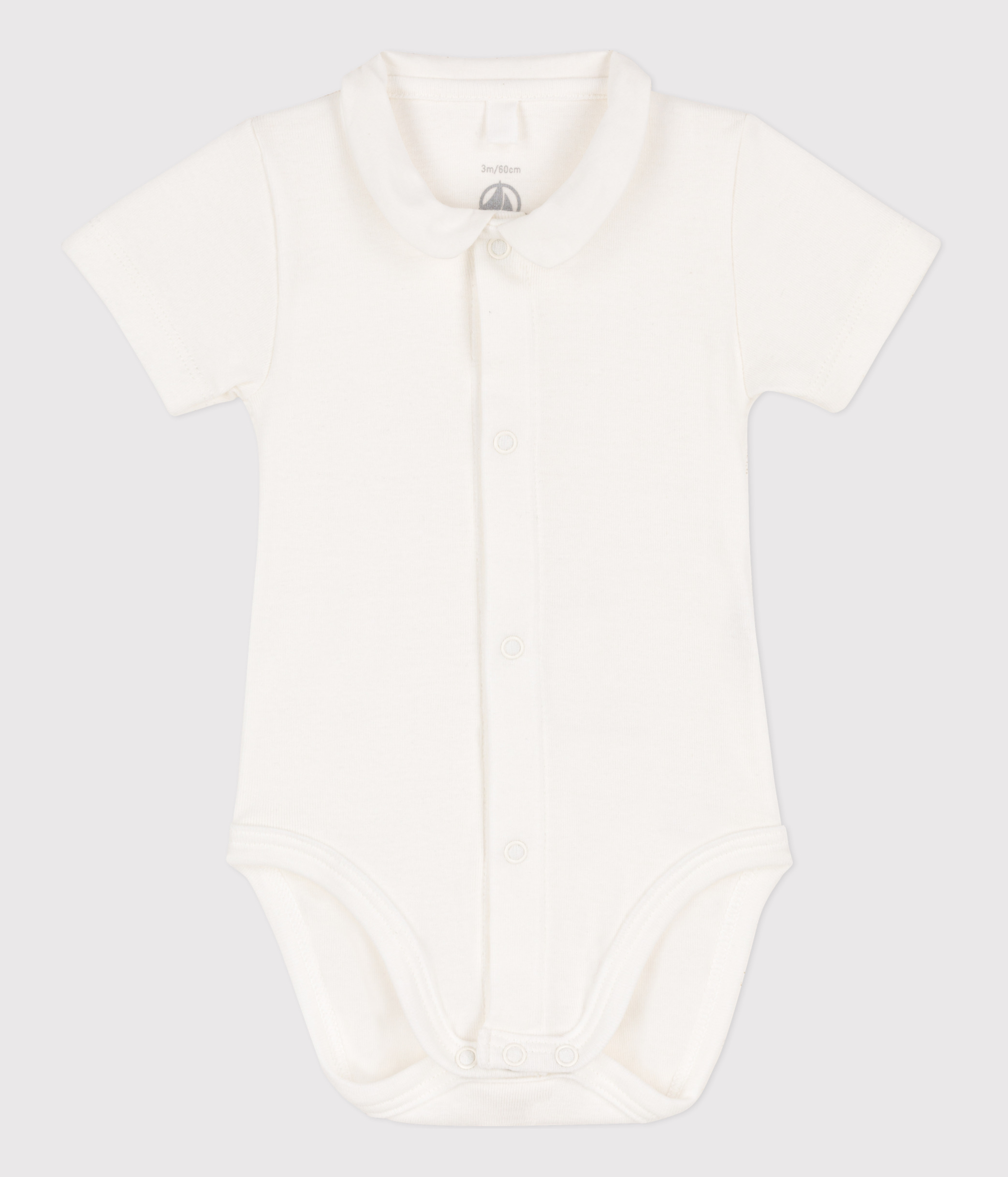 Babies' Short-Sleeved Cotton Bodysuit with Collar