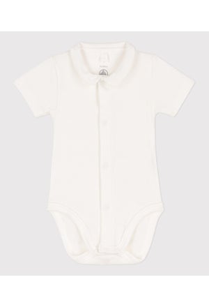 Babies' Short-Sleeved Cotton Bodysuit with Collar