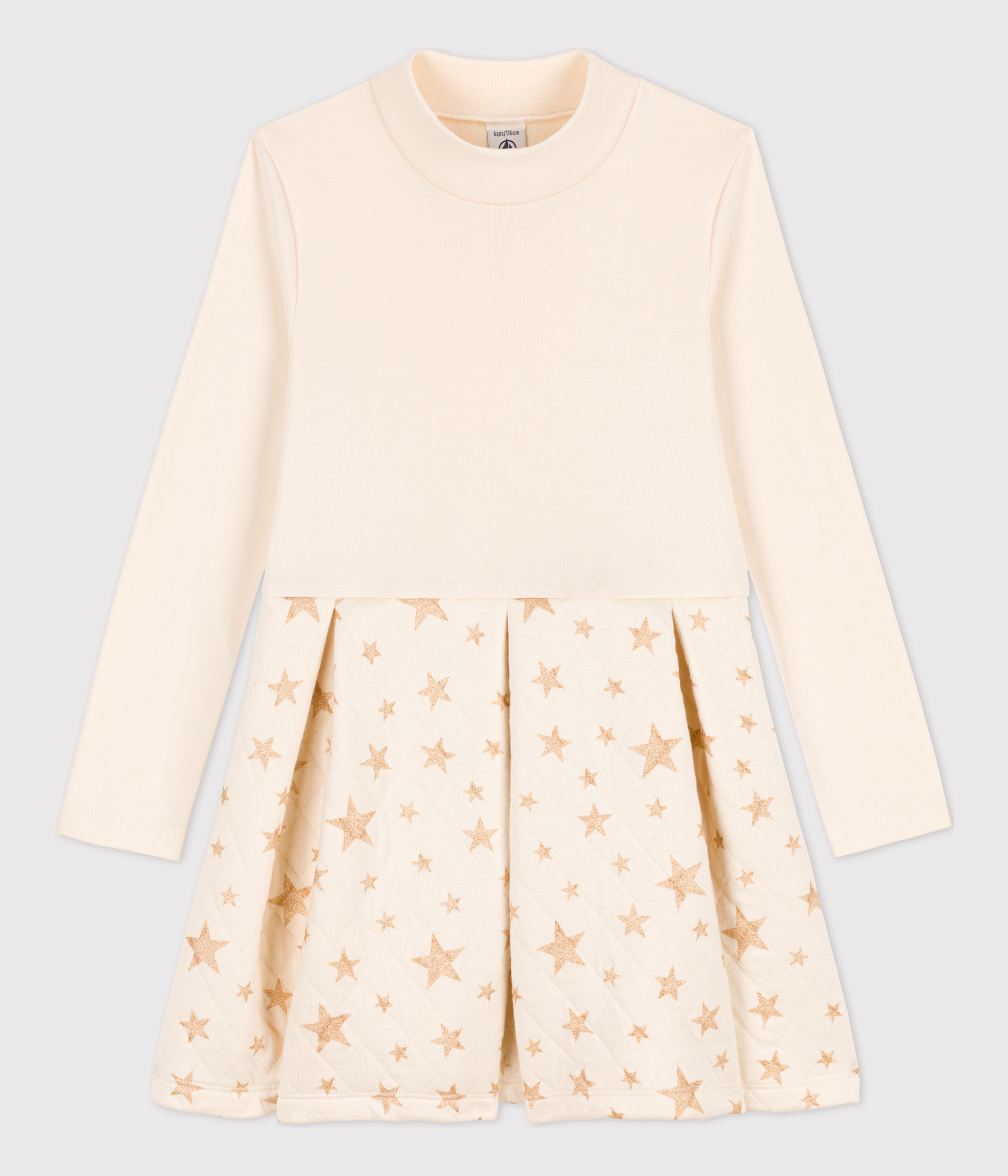 Girls' Long-Sleeved Dual-Material Dress