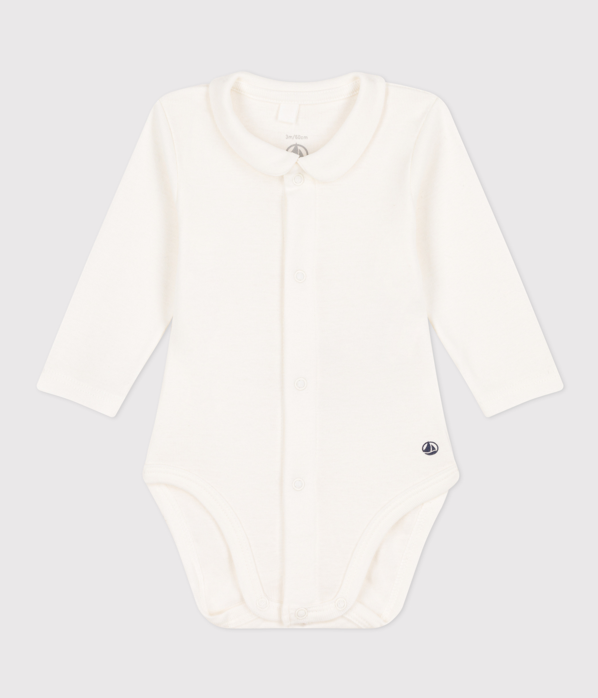Babies' Long-Sleeved Cotton Bodysuit With Collar