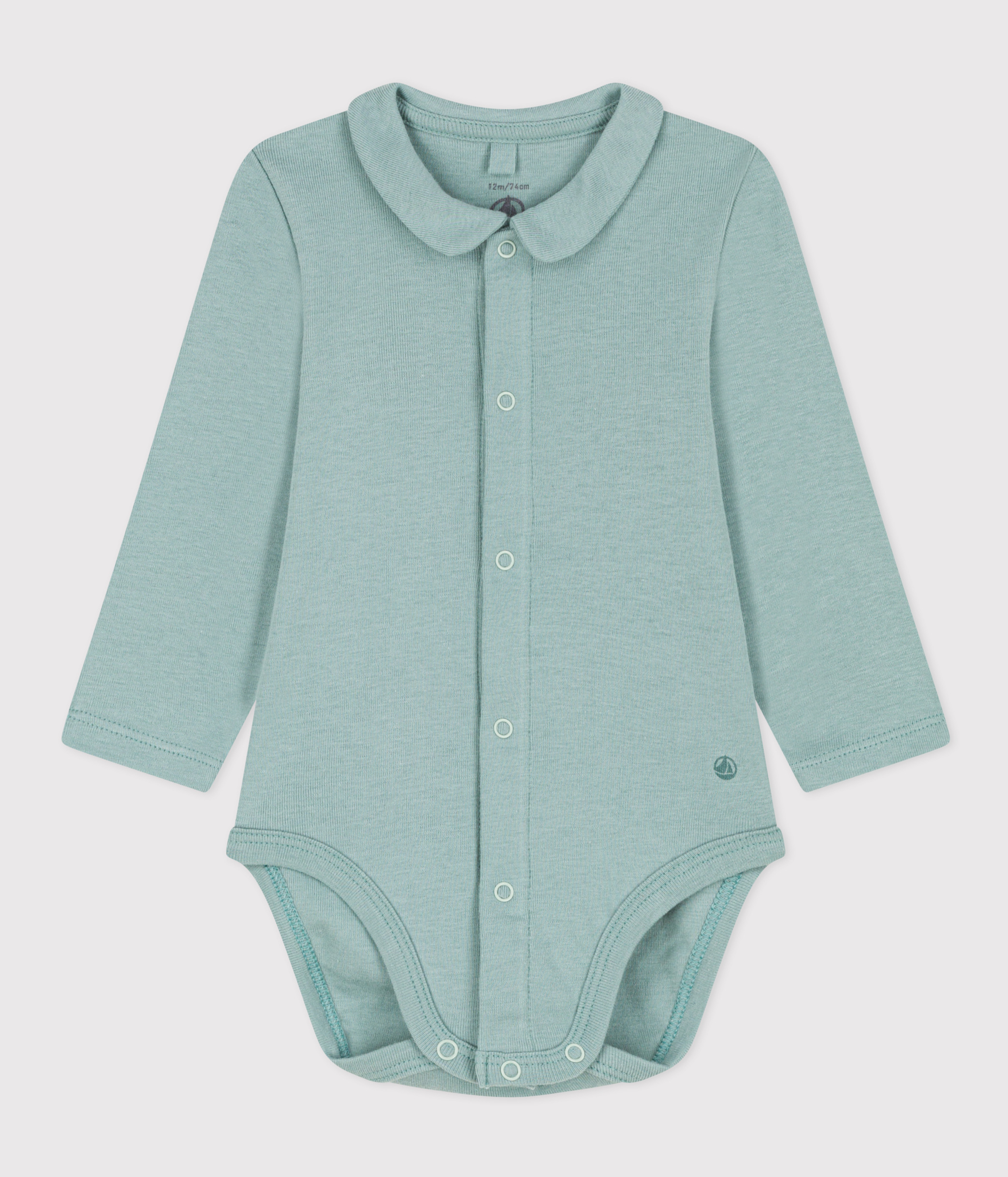 Babies' Long-Sleeved Cotton Bodysuit With Collar