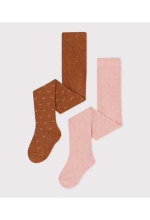 Pack of 2 pairs of babies' cotton tights