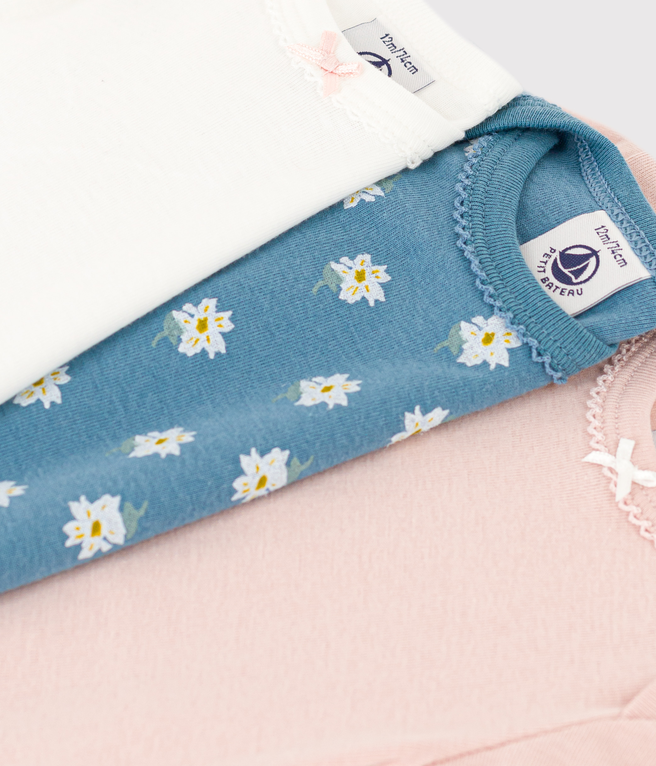 Babies' Short-Sleeved Floral Cotton Bodysuits - 3-Pack