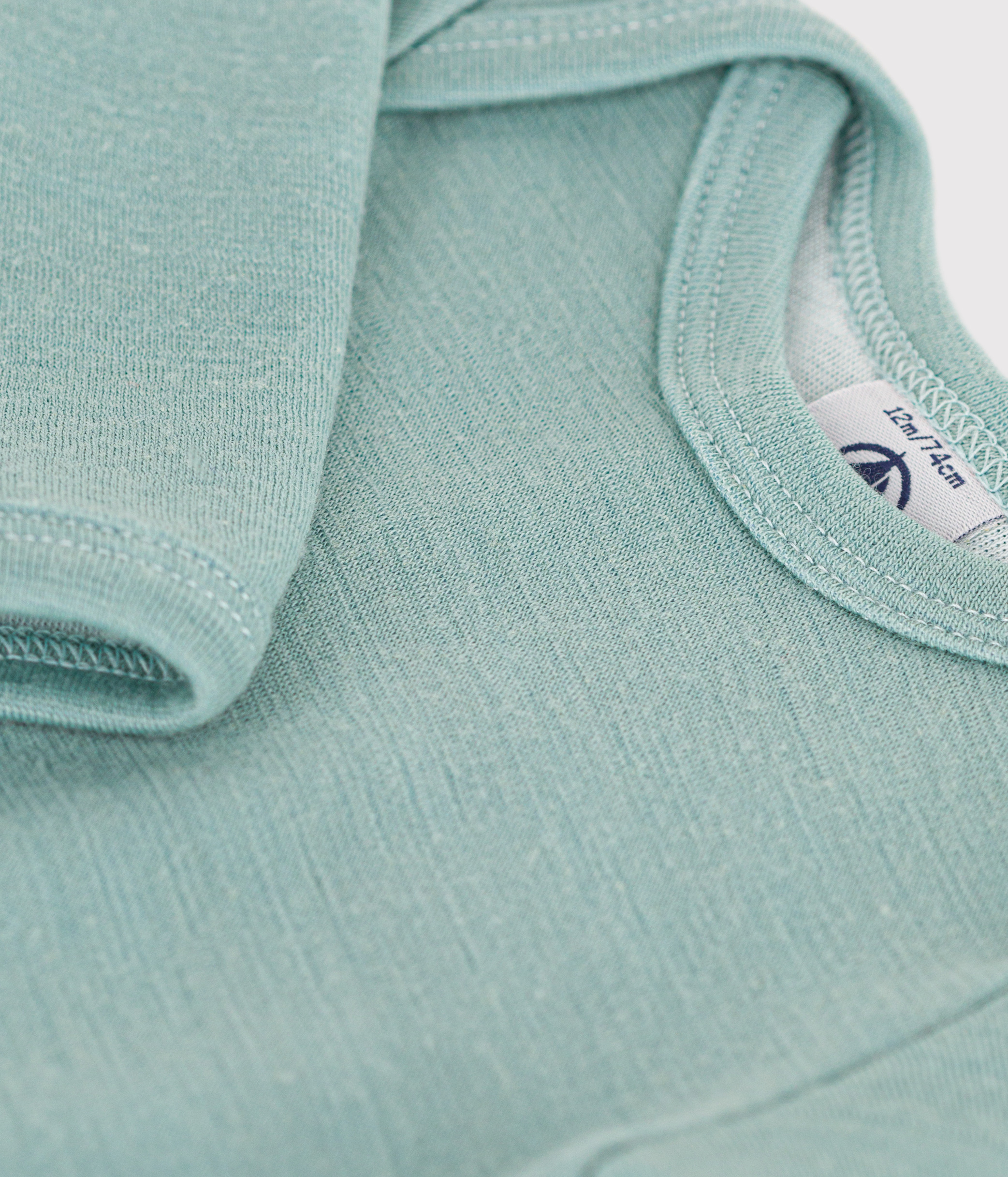 Babies' Stripy Long-Sleeved Cotton/Wool Bodysuit