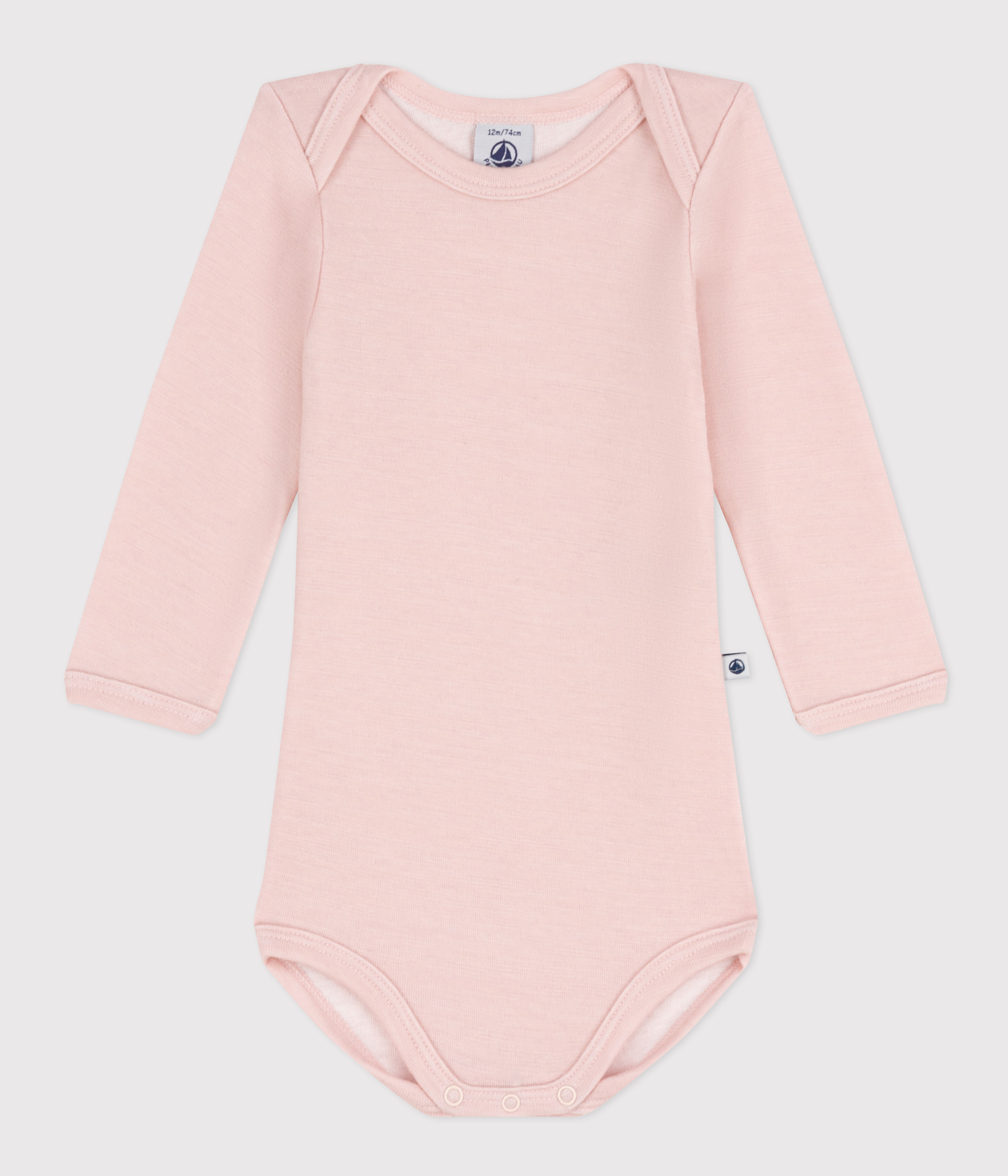 Babies' Stripy Long-Sleeved Cotton/Wool Bodysuit