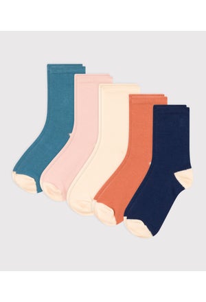 Children's Plain Unisex Socks - 5-Pack