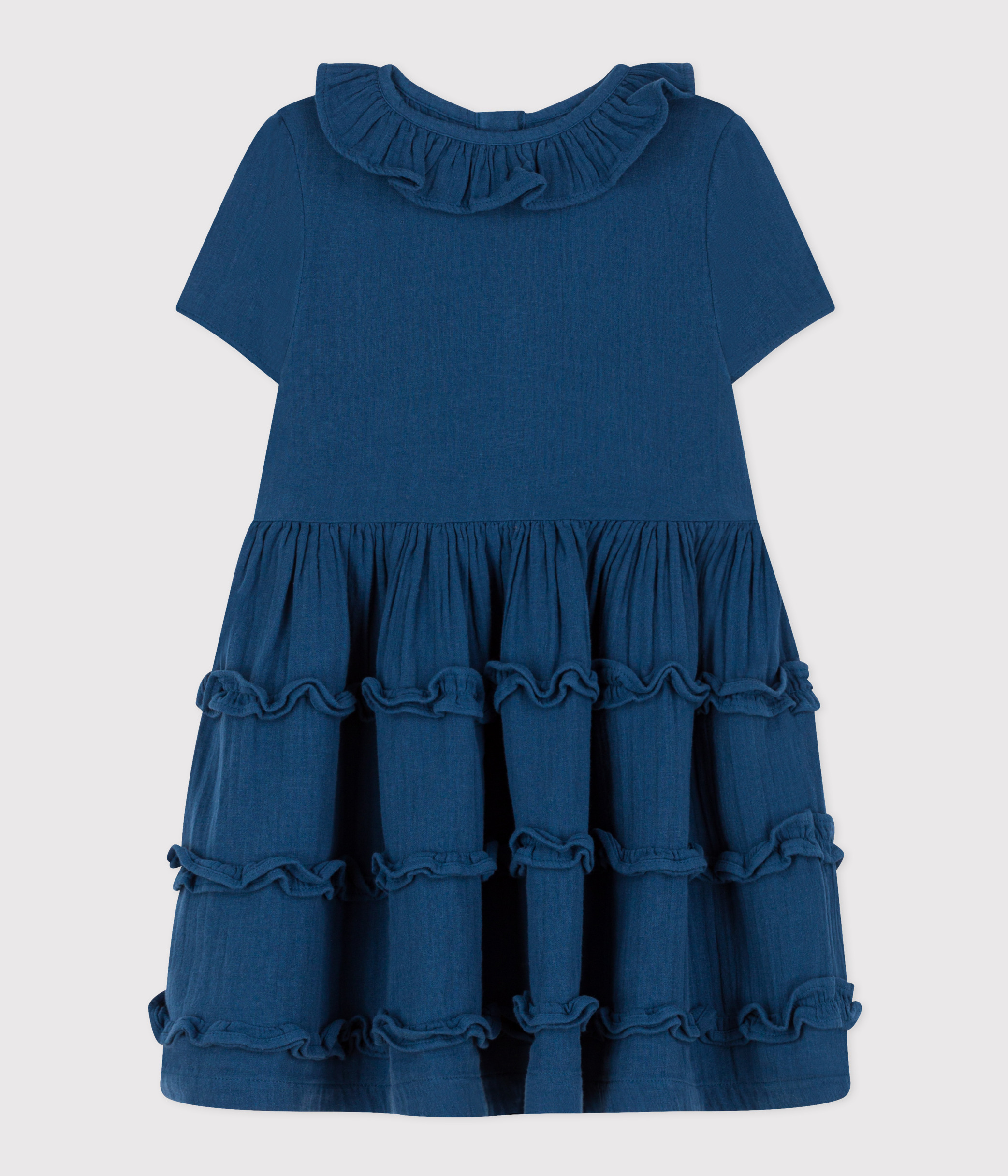 Girls' short-sleeved cotton gauze dress
