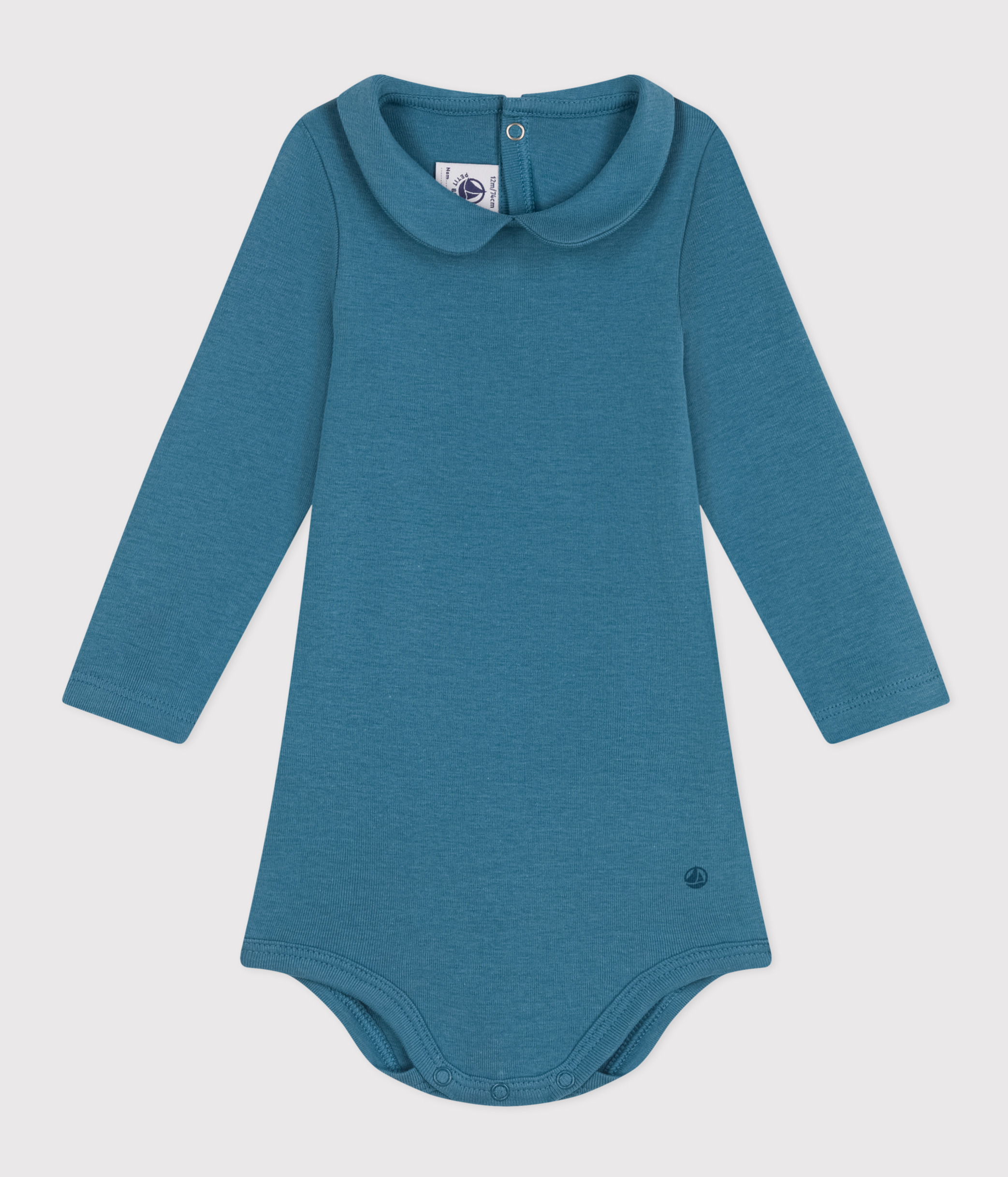 Babies' Long-Sleeved Cotton Bodysuit With Peter Pan Collar