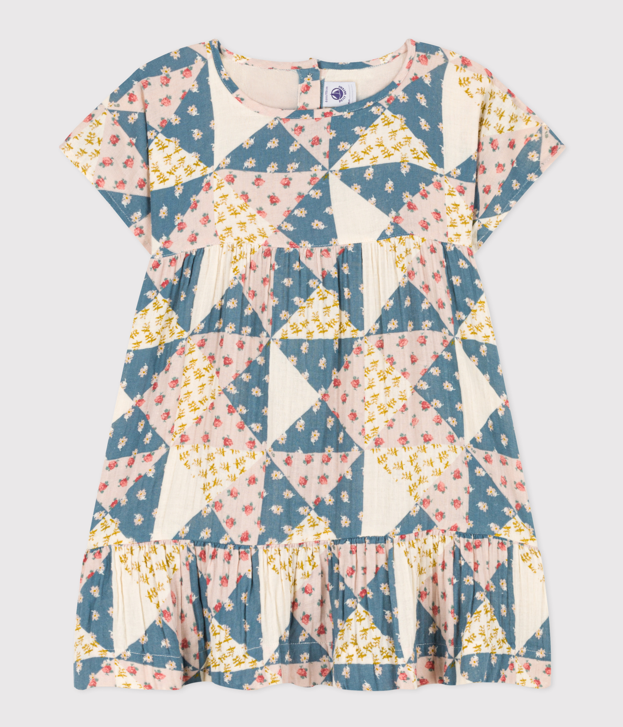 Girls' short-sleeved cotton gauze dress