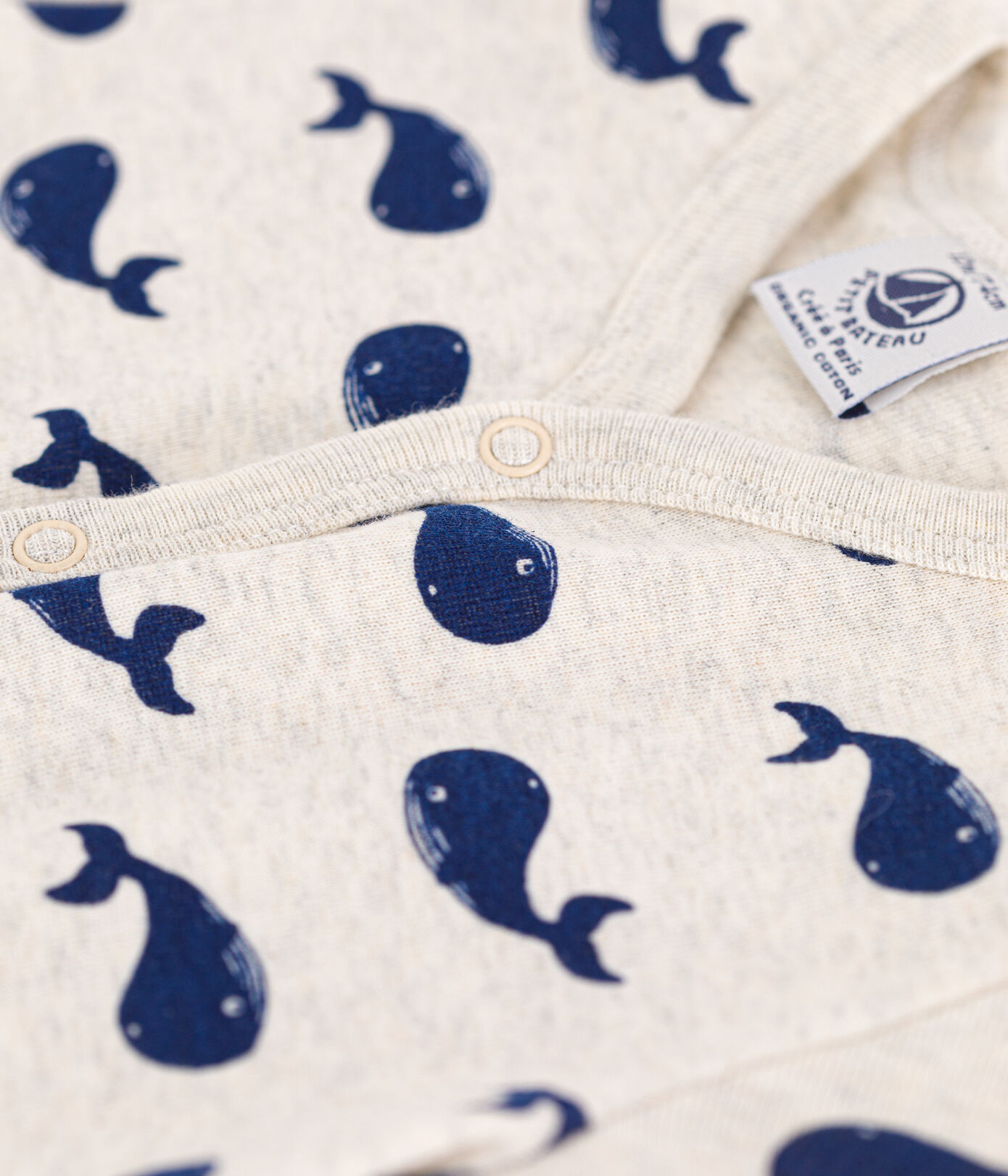 Babies' Cotton Navy Whale Playsuit
