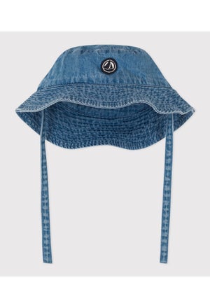 قبعة دنيم زرقاء للأطفال الرضع قابلة للربط