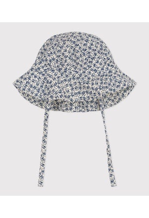 Babies' Blue Floral Cotton Gauze Sun Hat