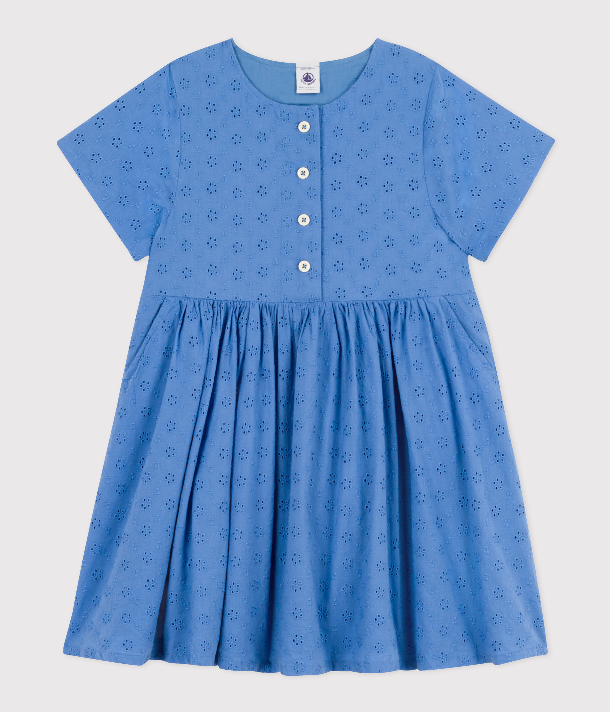 Girls' Short-sleeved Broderie Anglaise Dress