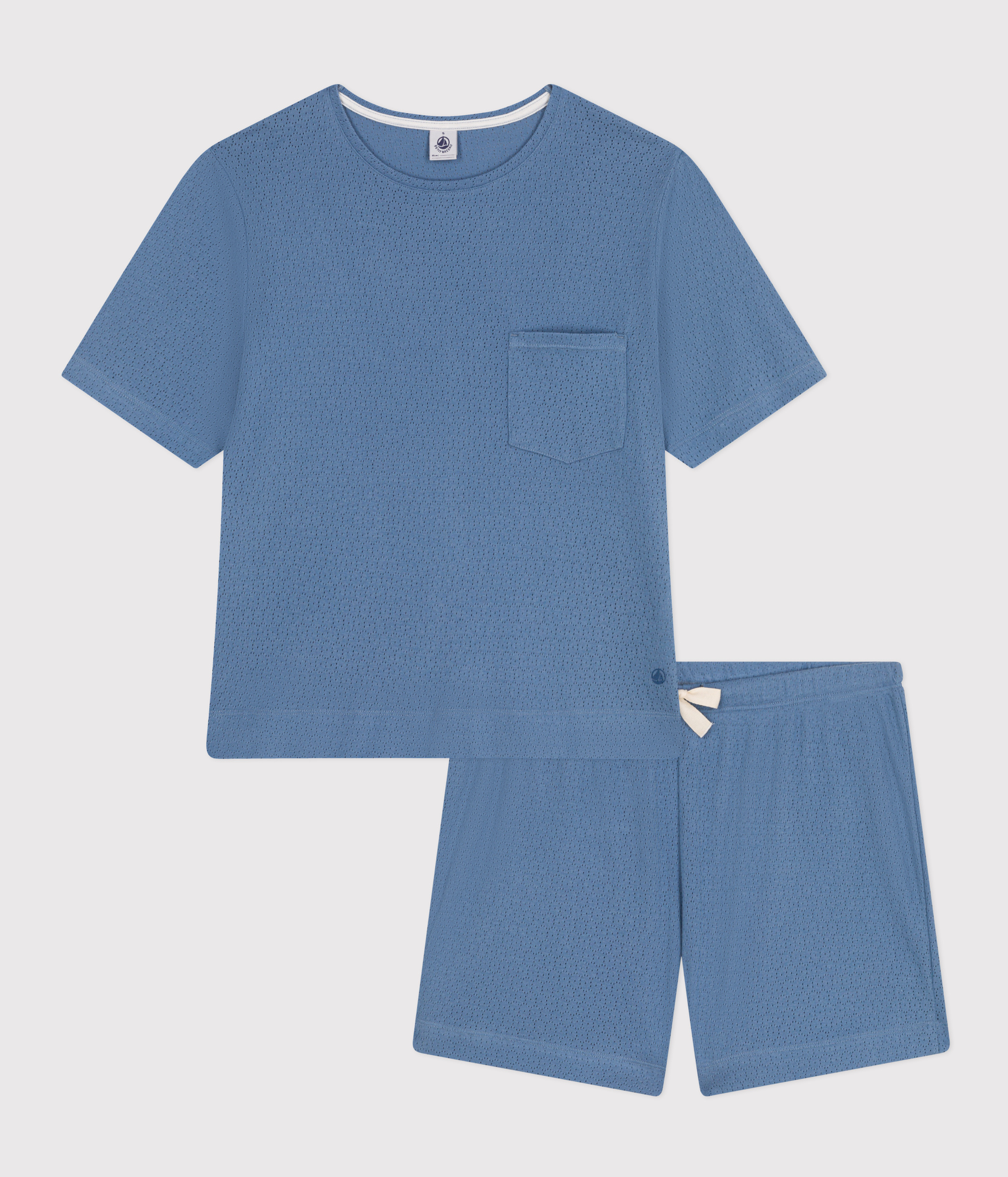 Women's openwork cotton pyjama shorts and plain T-shirt