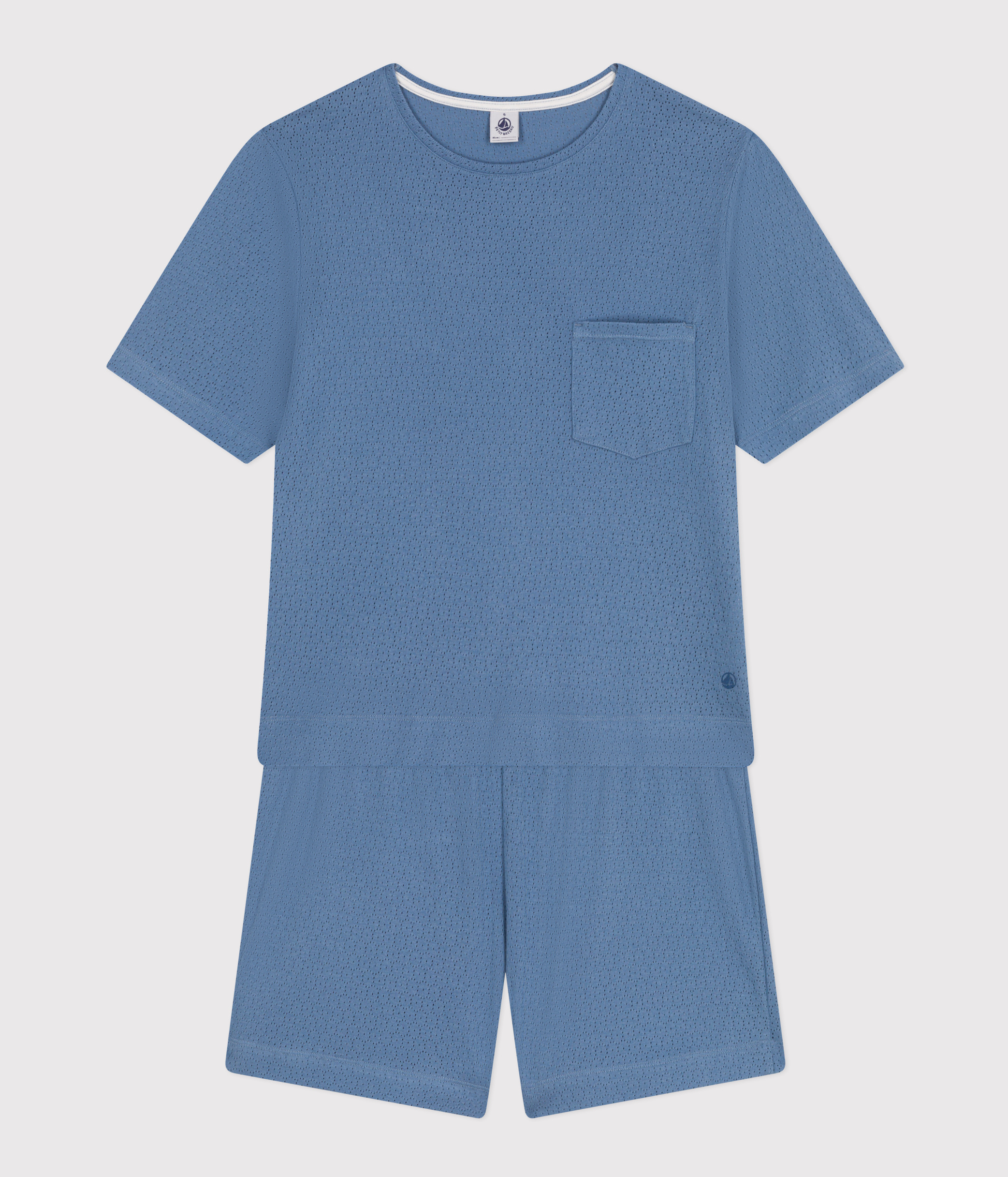 Women's openwork cotton pyjama shorts and plain T-shirt