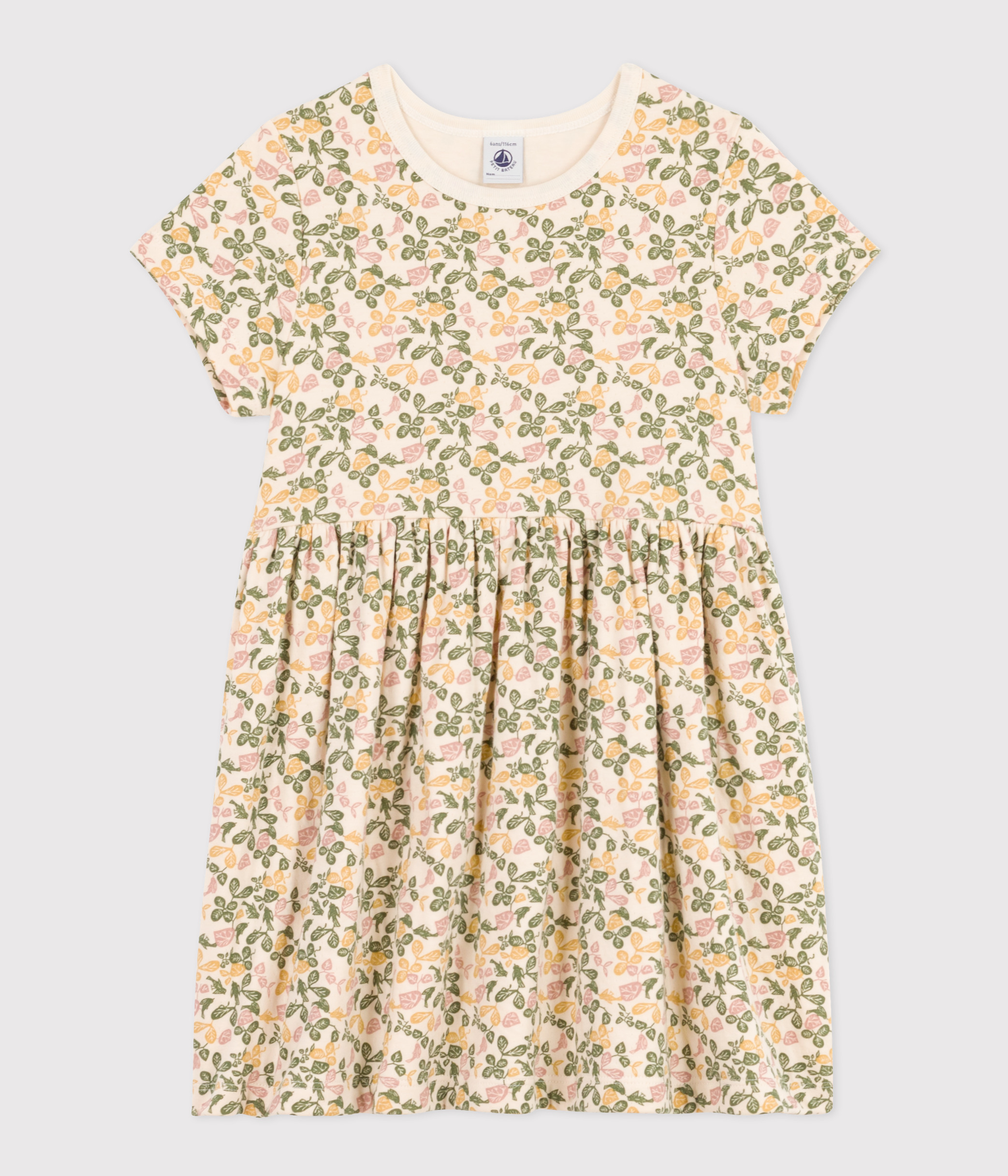 Girl's Short-sleeved Printed Cotton Dress