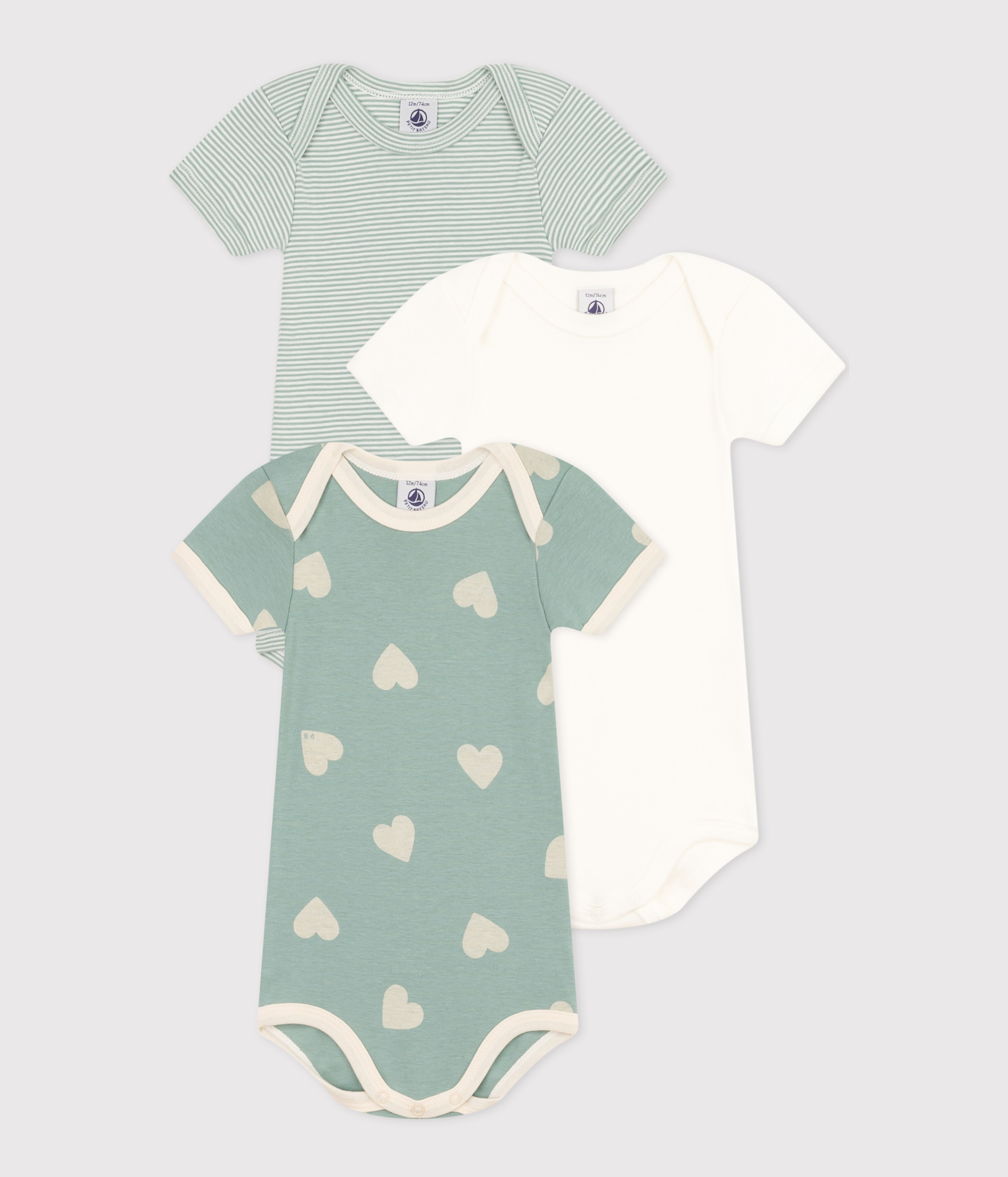 Babies' Short-sleeved Cotton Bodysuits - 3-Pack