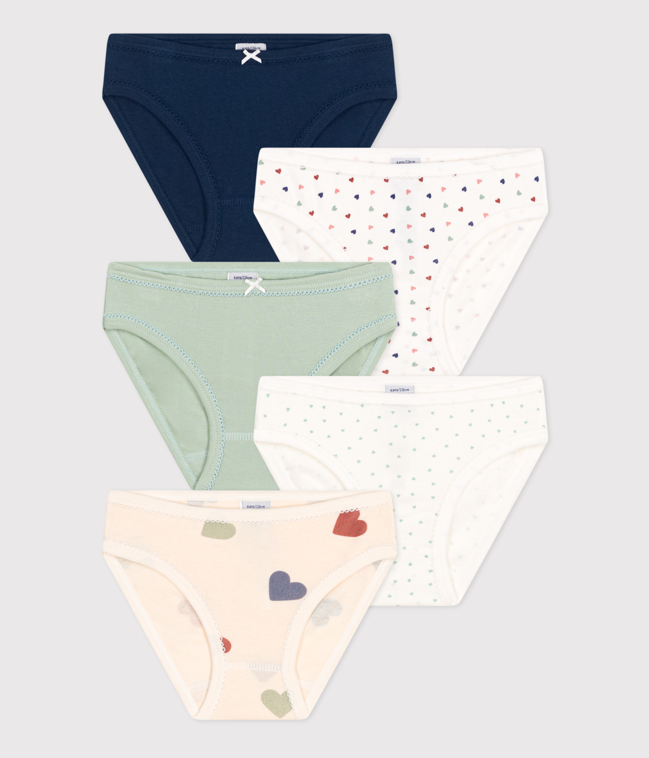 Children's Cotton Heart Knickers - 5-Pack