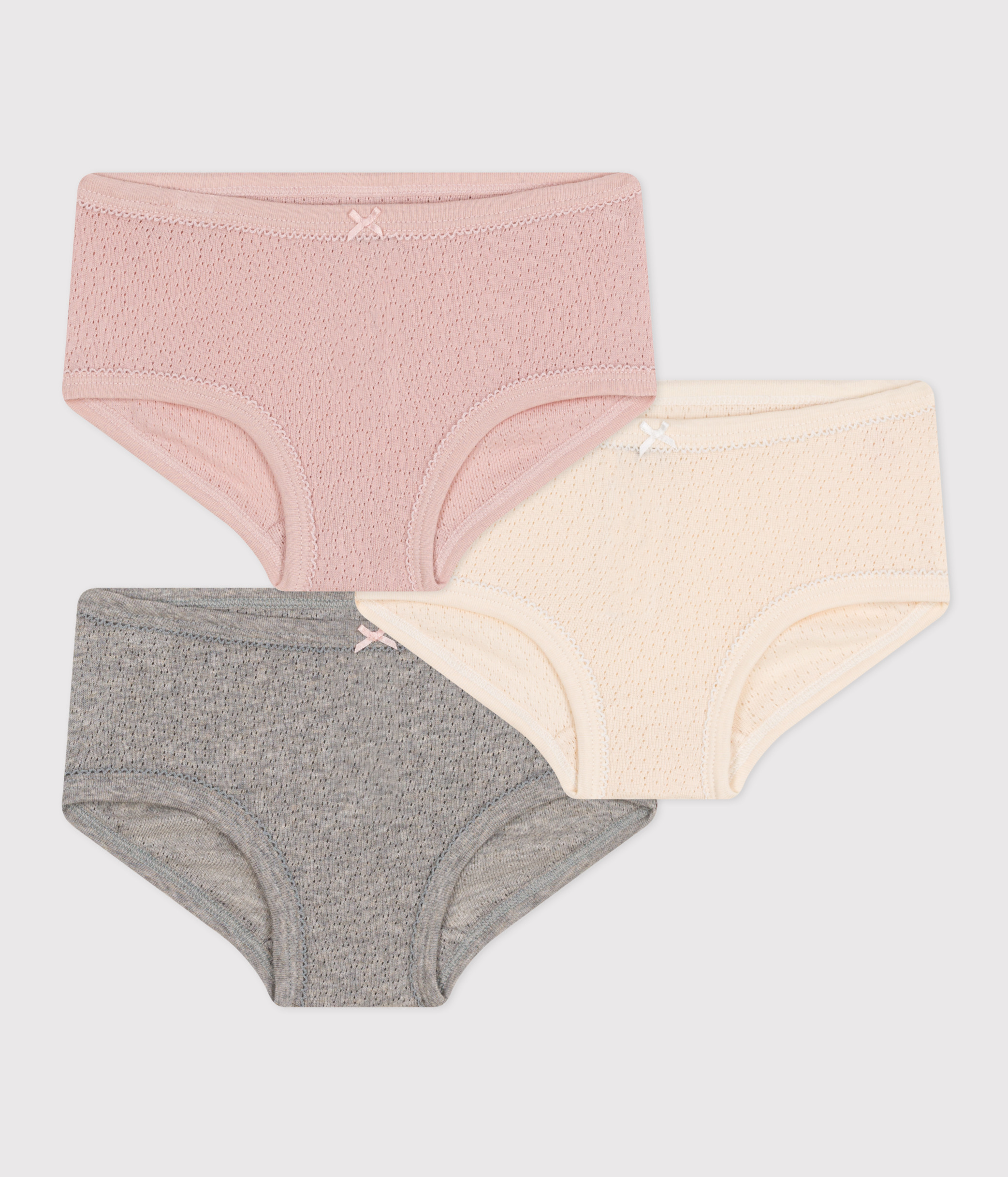 Children's High-Waisted Openwork Cotton Knickers - 3-Pack
