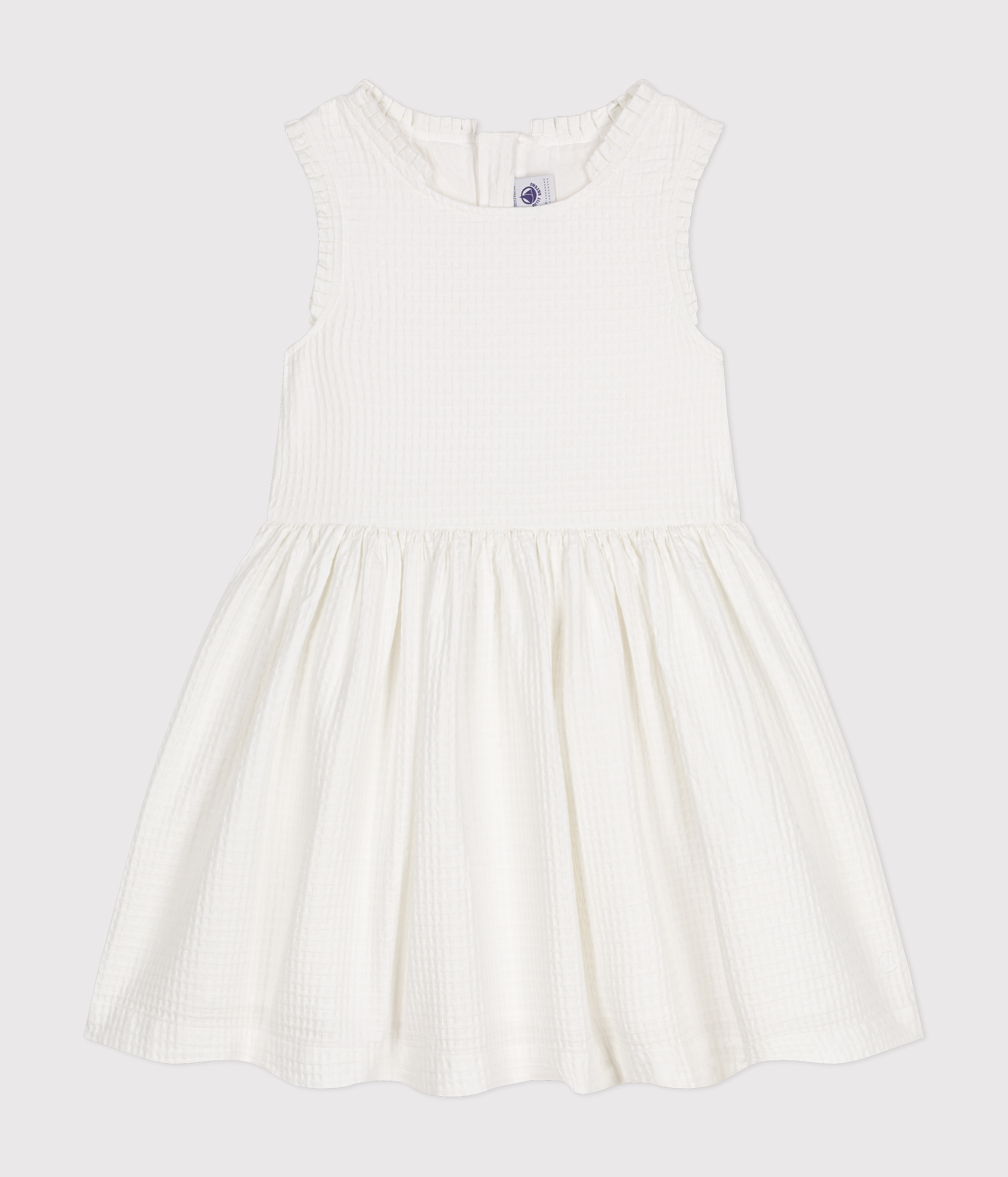 Girls' Sleeveless Textured Cotton Dress