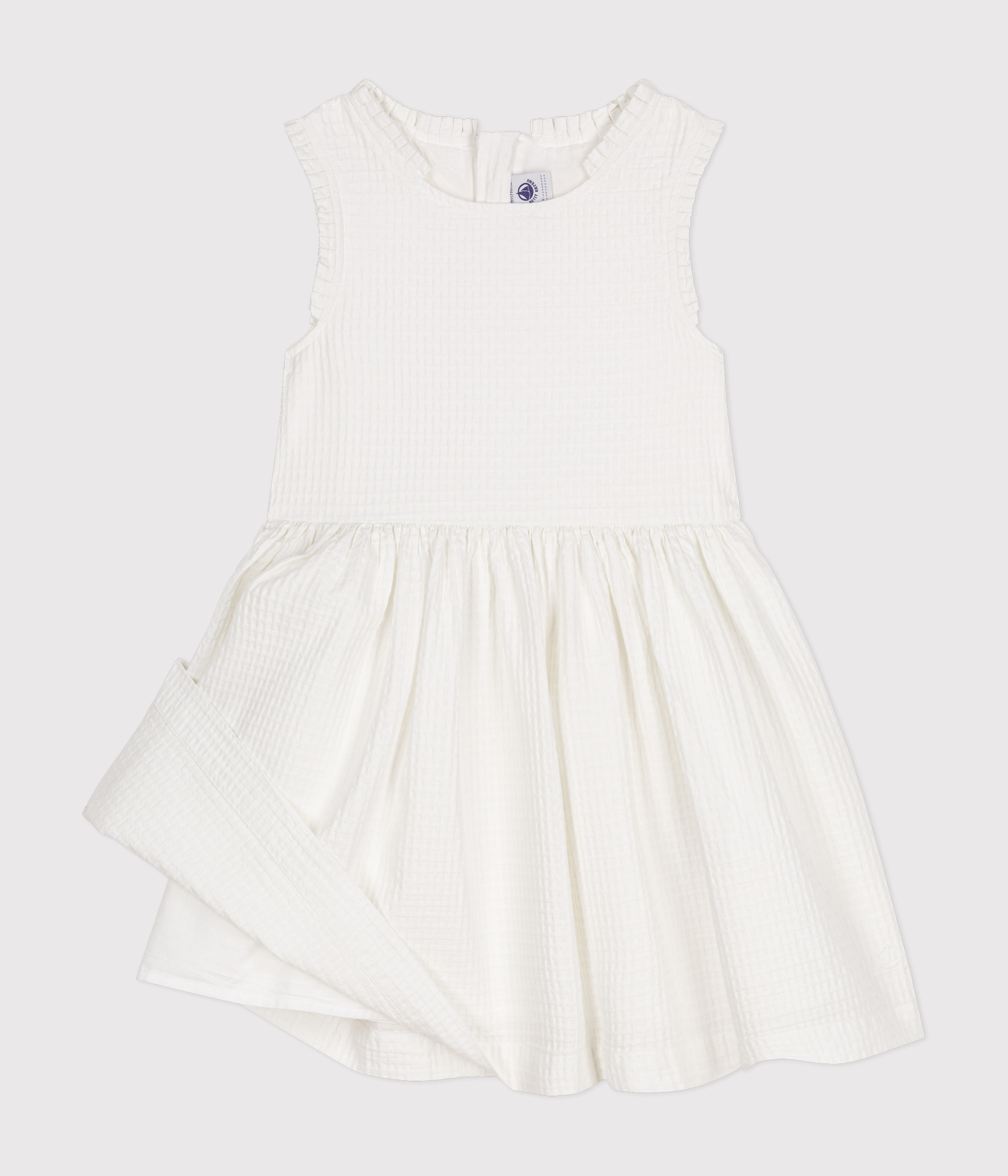 Girls' Sleeveless Textured Cotton Dress