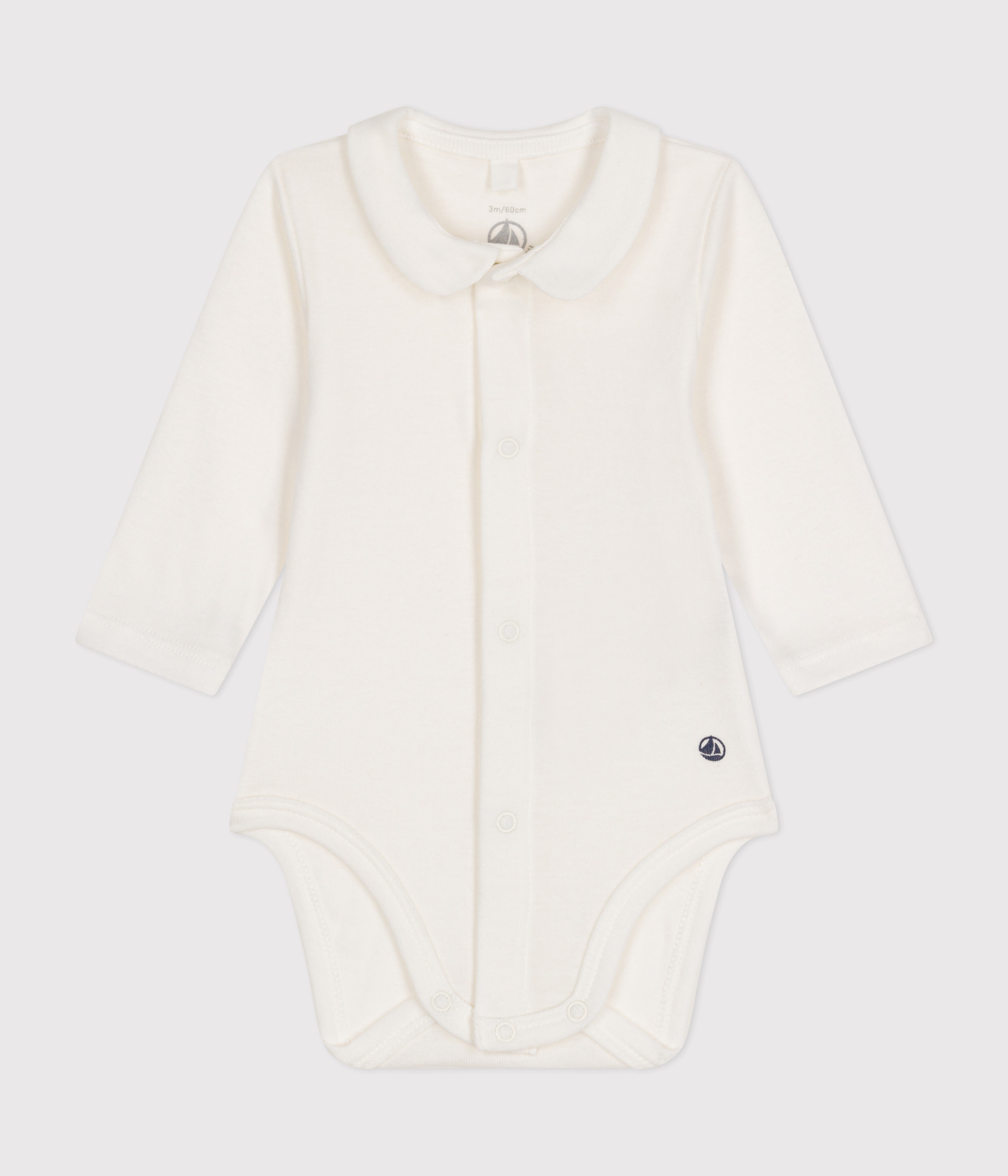 Babies' Long-Sleeved Cotton Bodysuit With Collar