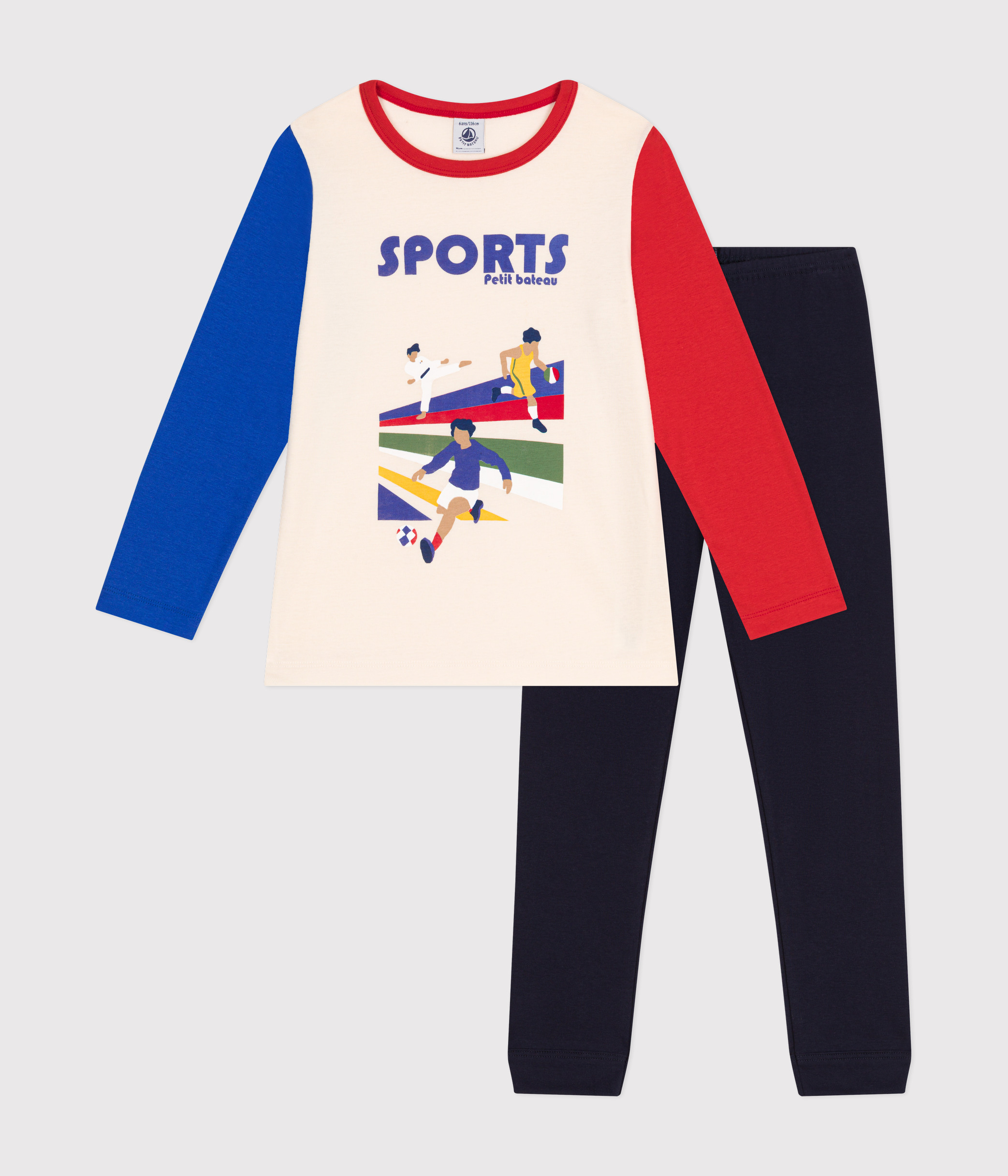 Children's Plain Cotton Sports-Patterned Pyjamas