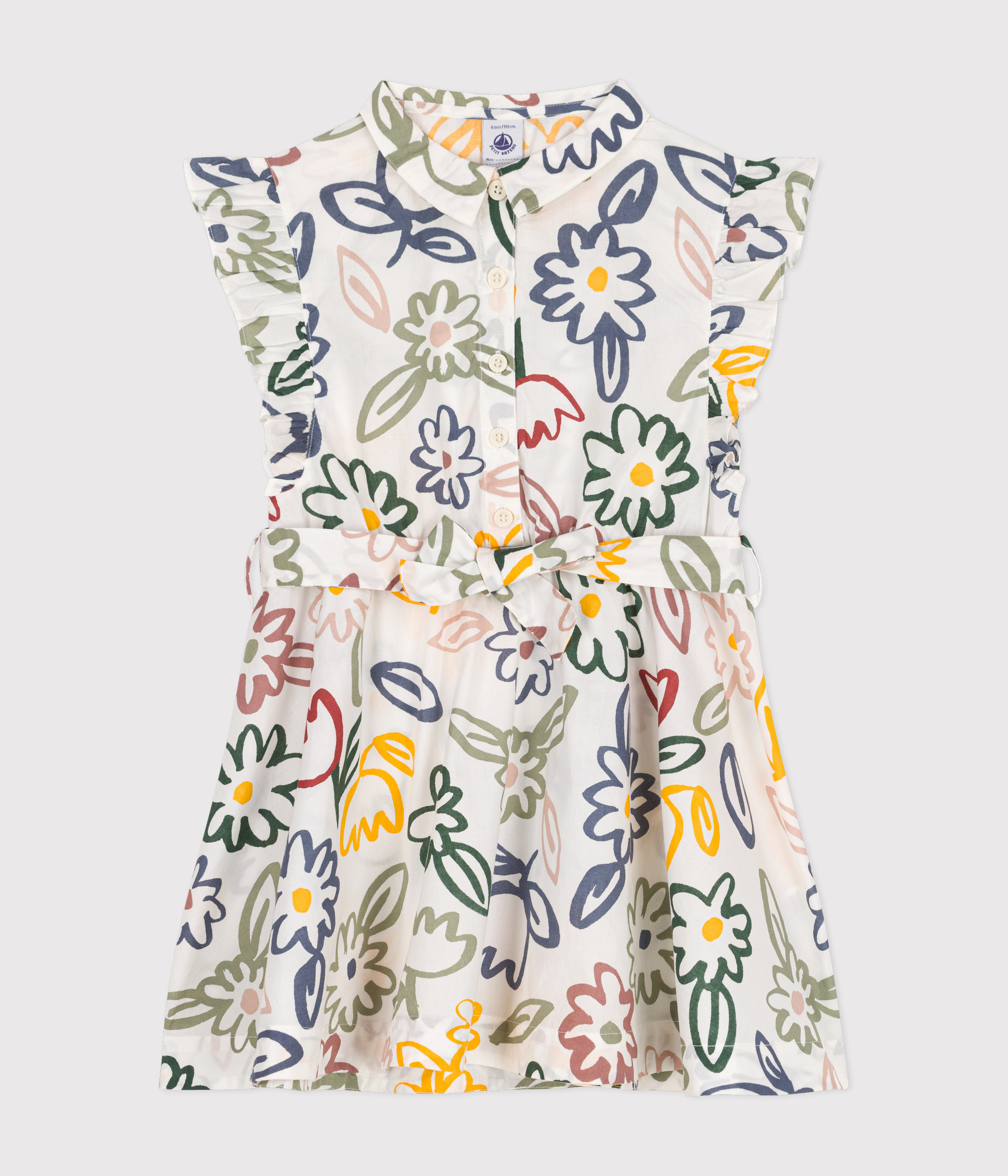 Girls' Sleeveless Printed Poplin Dress