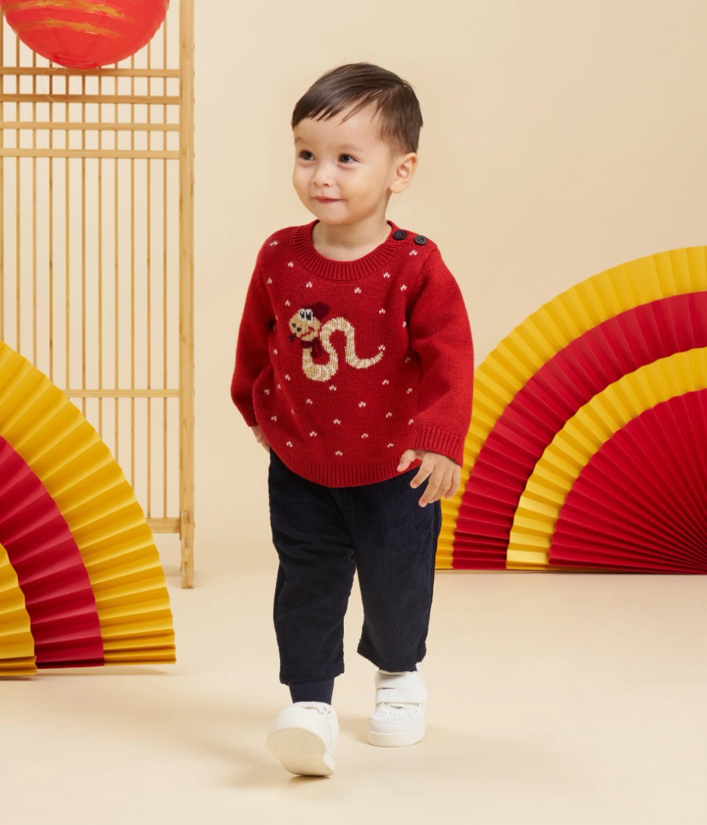 Wool And Cotton Knit Jumper For Babies