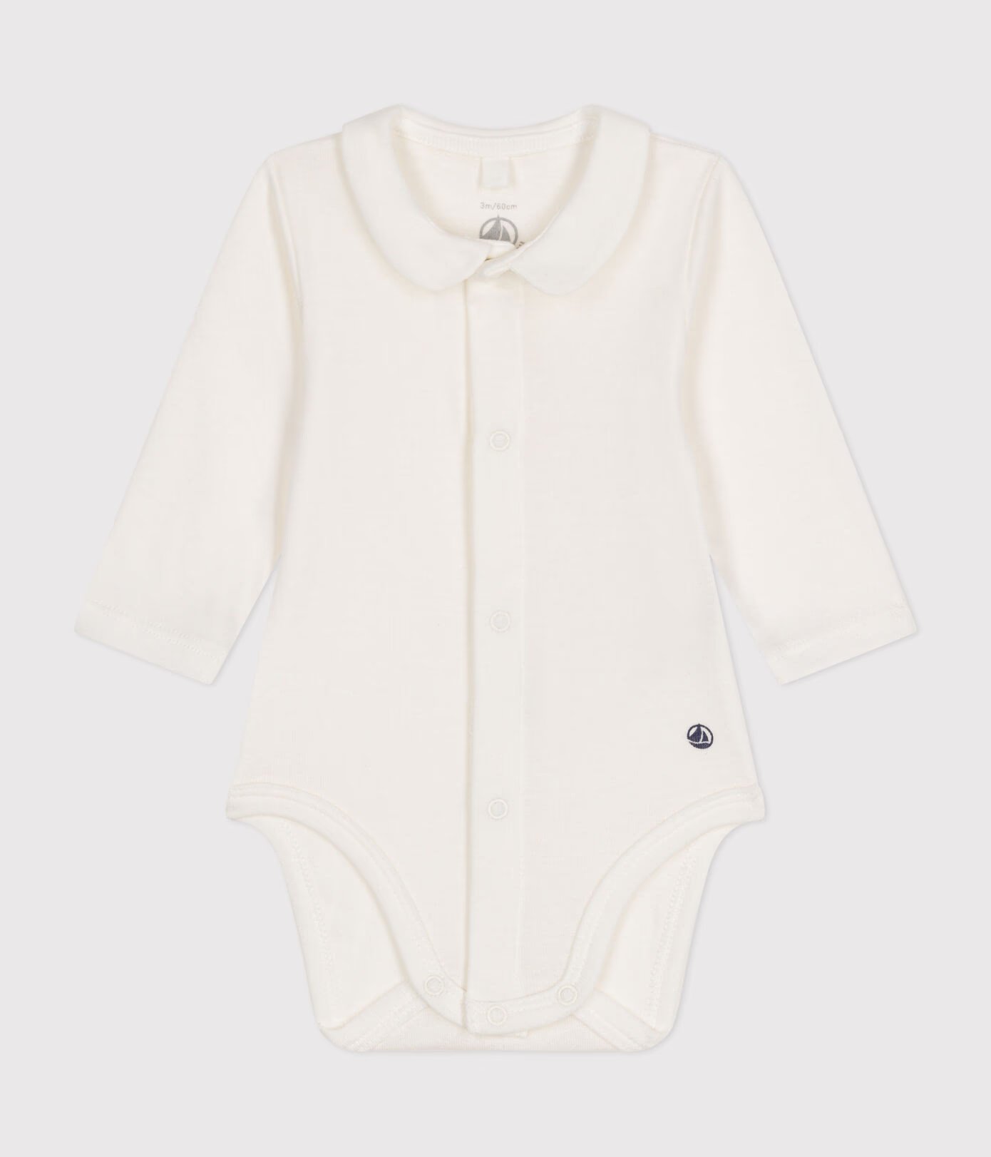 Babies' Long-Sleeved Cotton Bodysuit With Collar