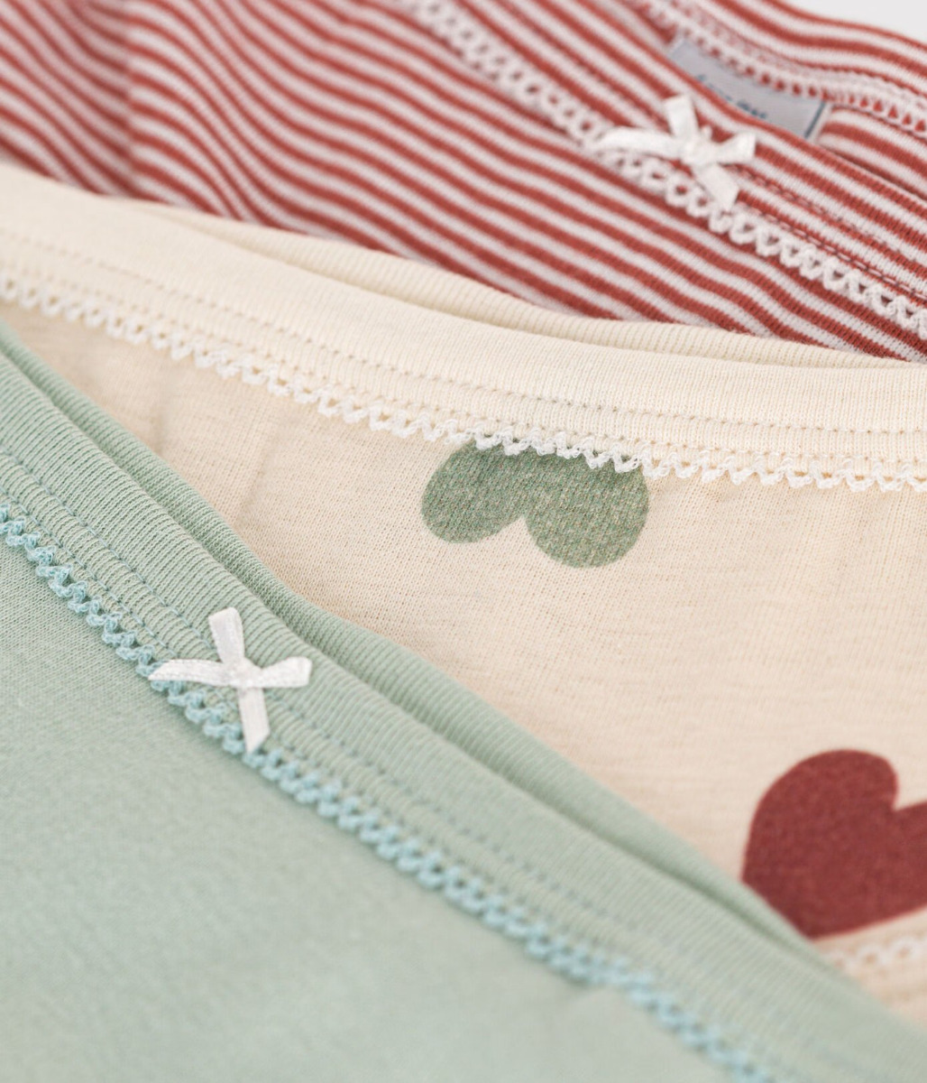 Children's High-Waisted Cotton Heart Knickers - 3-Pack