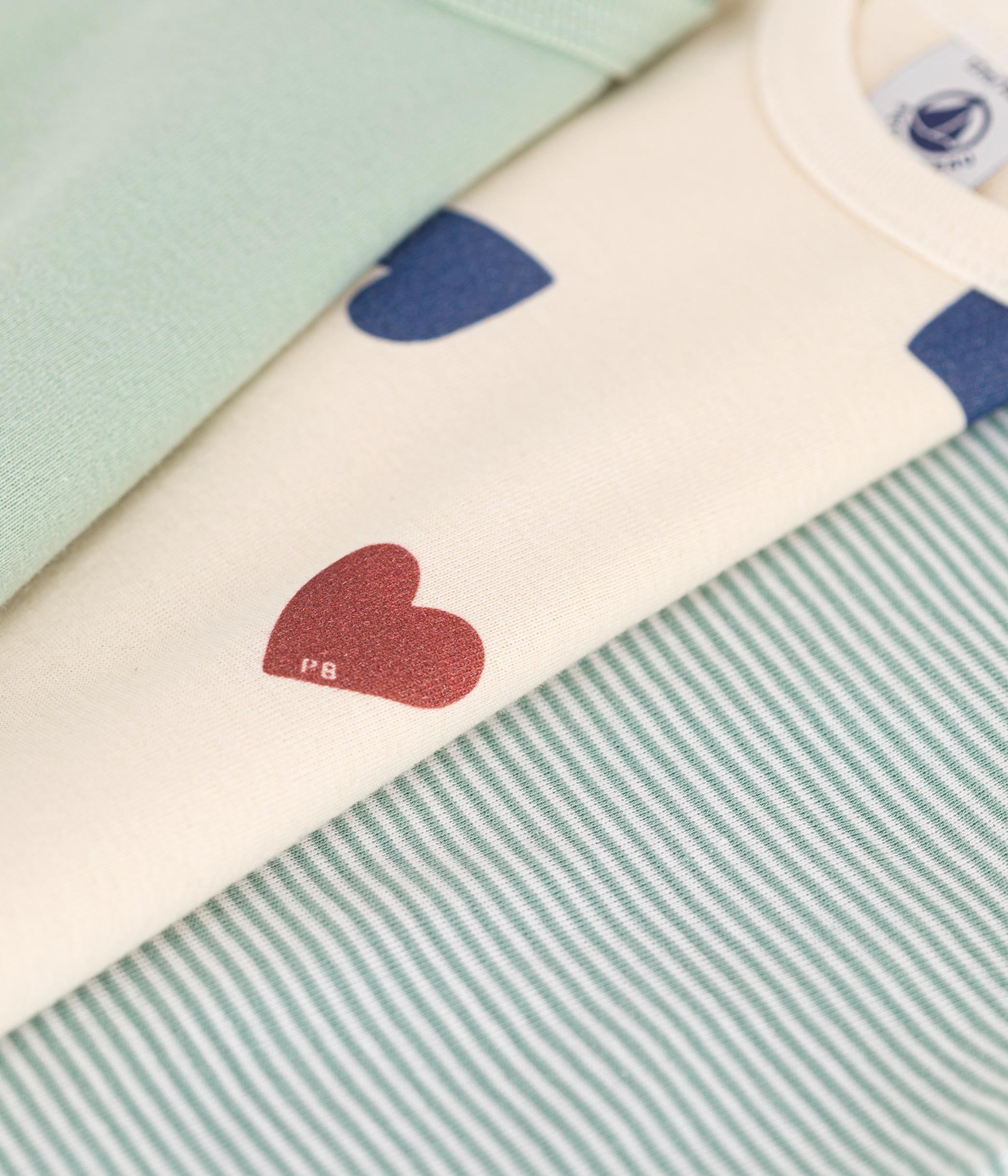 Babies' Long-Sleeved Triple Heart Print Cotton Bodysuits - 3-Pack