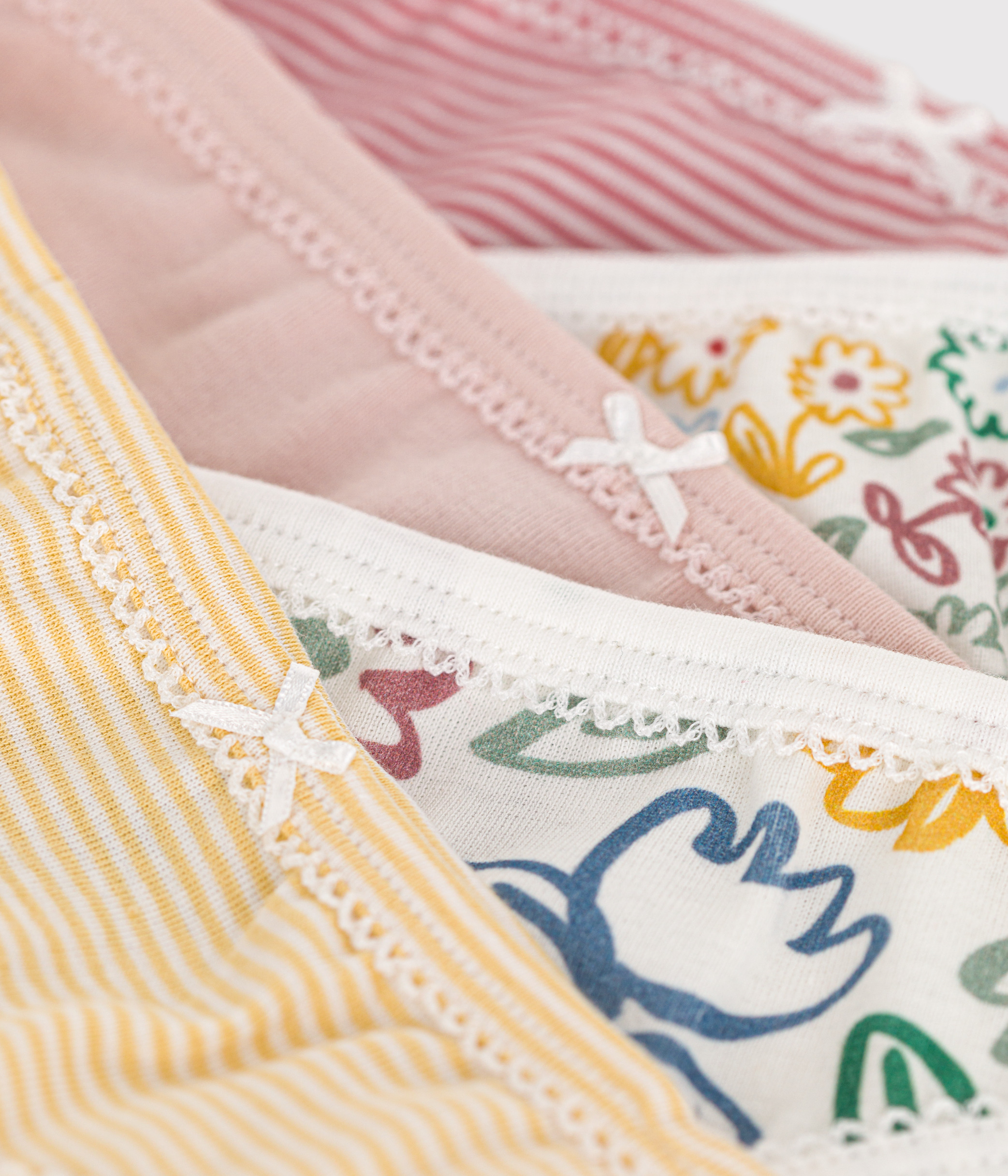 Children's Cotton Flower-Patterned Pants - 5-Pack