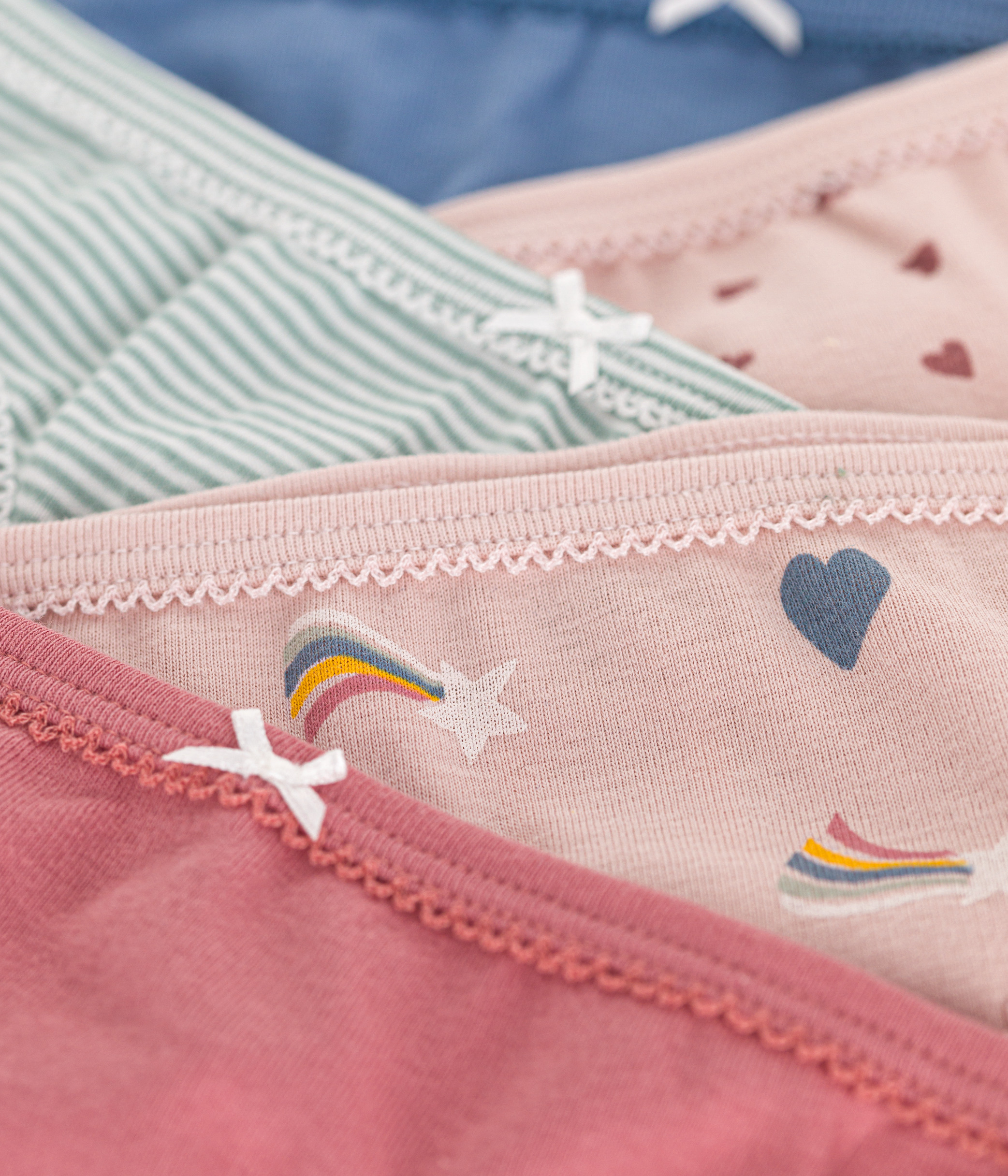 Children's Heart-Patterned Cotton Pants - 5-Pack
