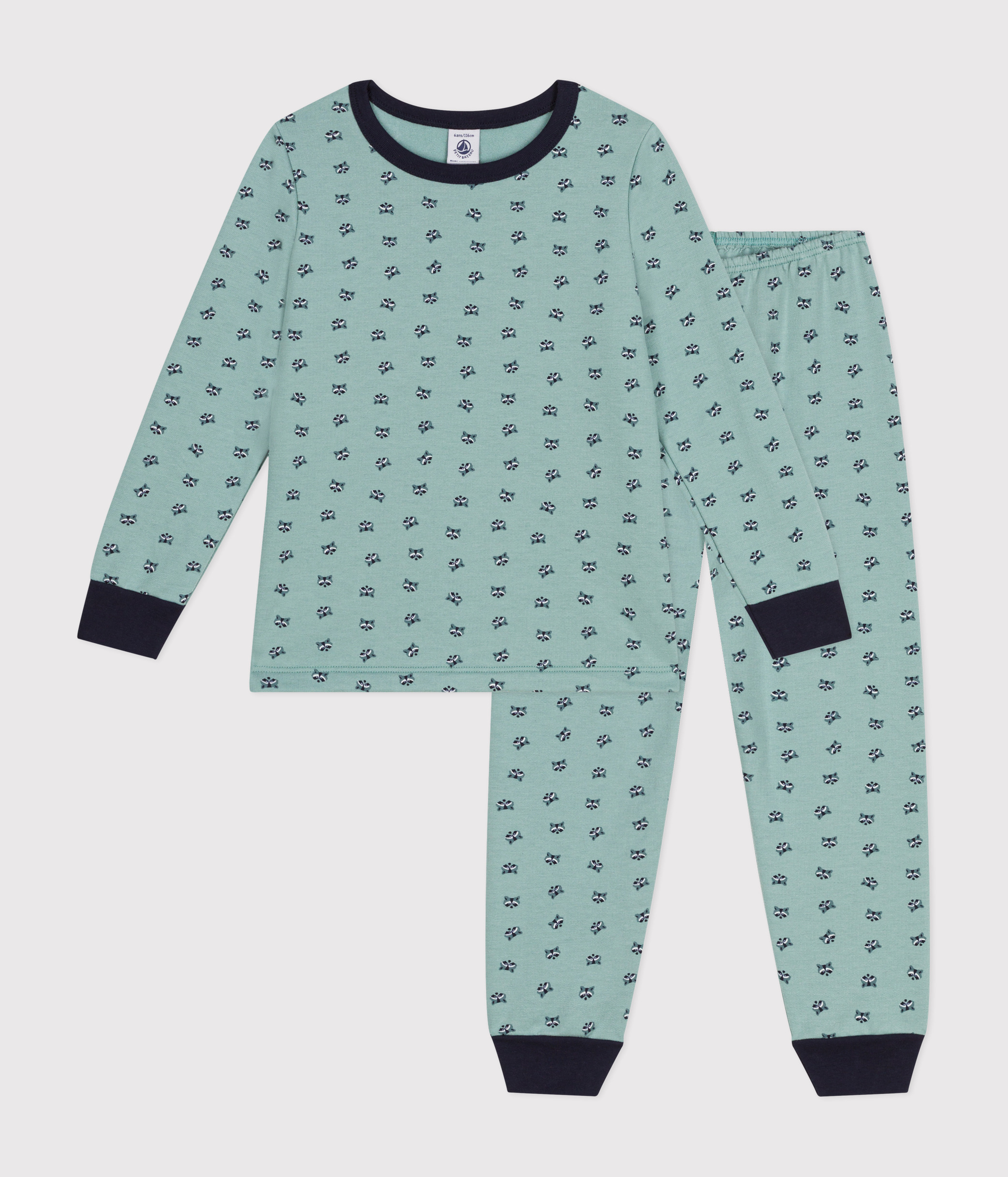 Children's Raccoon Print Brushed Fleece Pyjamas