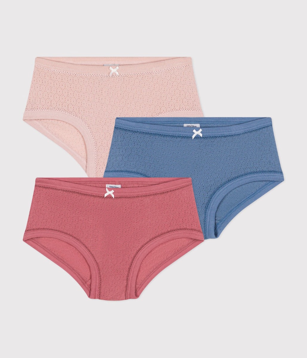 Children's Plain Openwork Cotton Knickers - 3-Pack