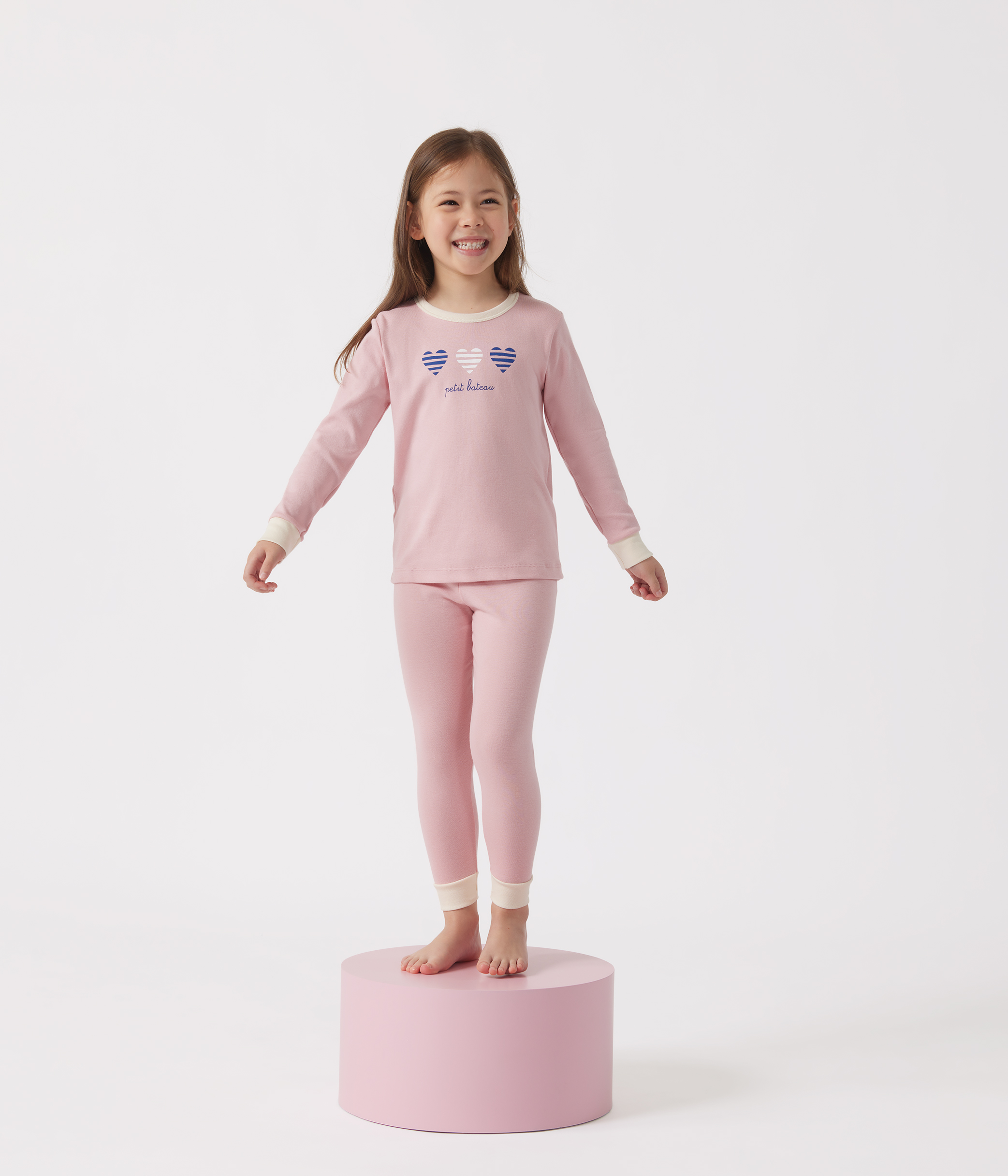 Children's cotton long-sleeved solid-colored pyjamas