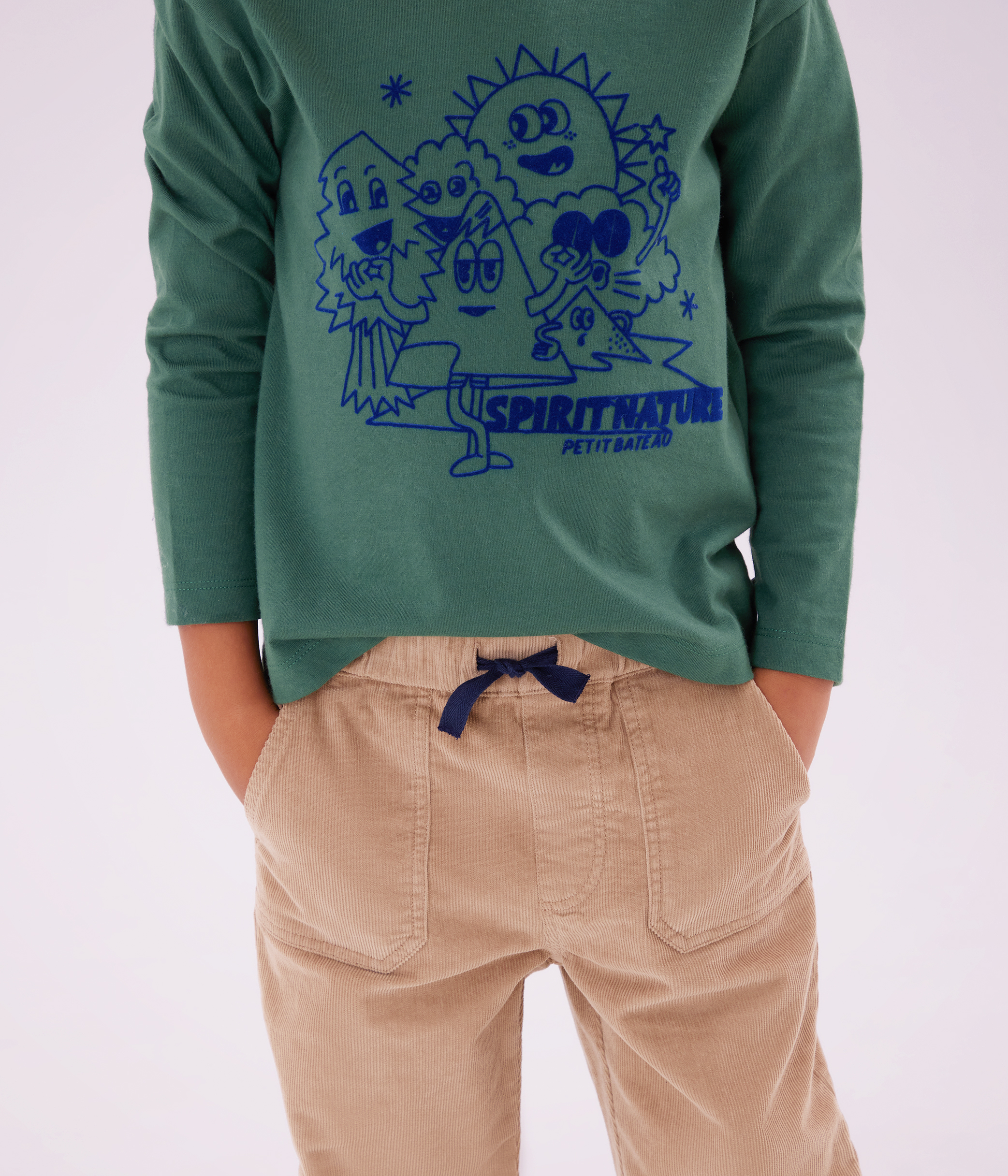 بنطال للأطفال من قماش كوردروي سادة بقصة مستقيمة