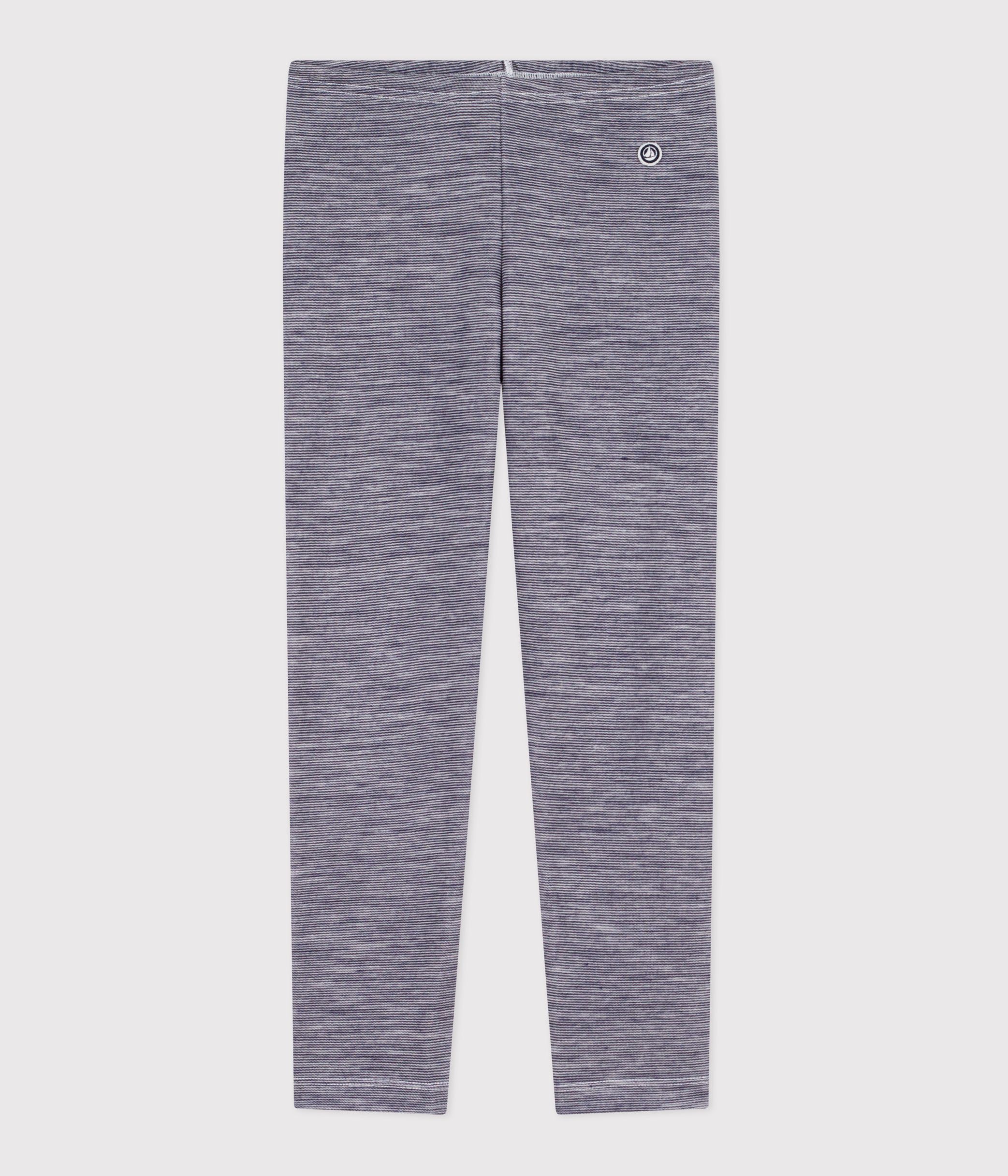 Children's stripy leggings in wool and cotton