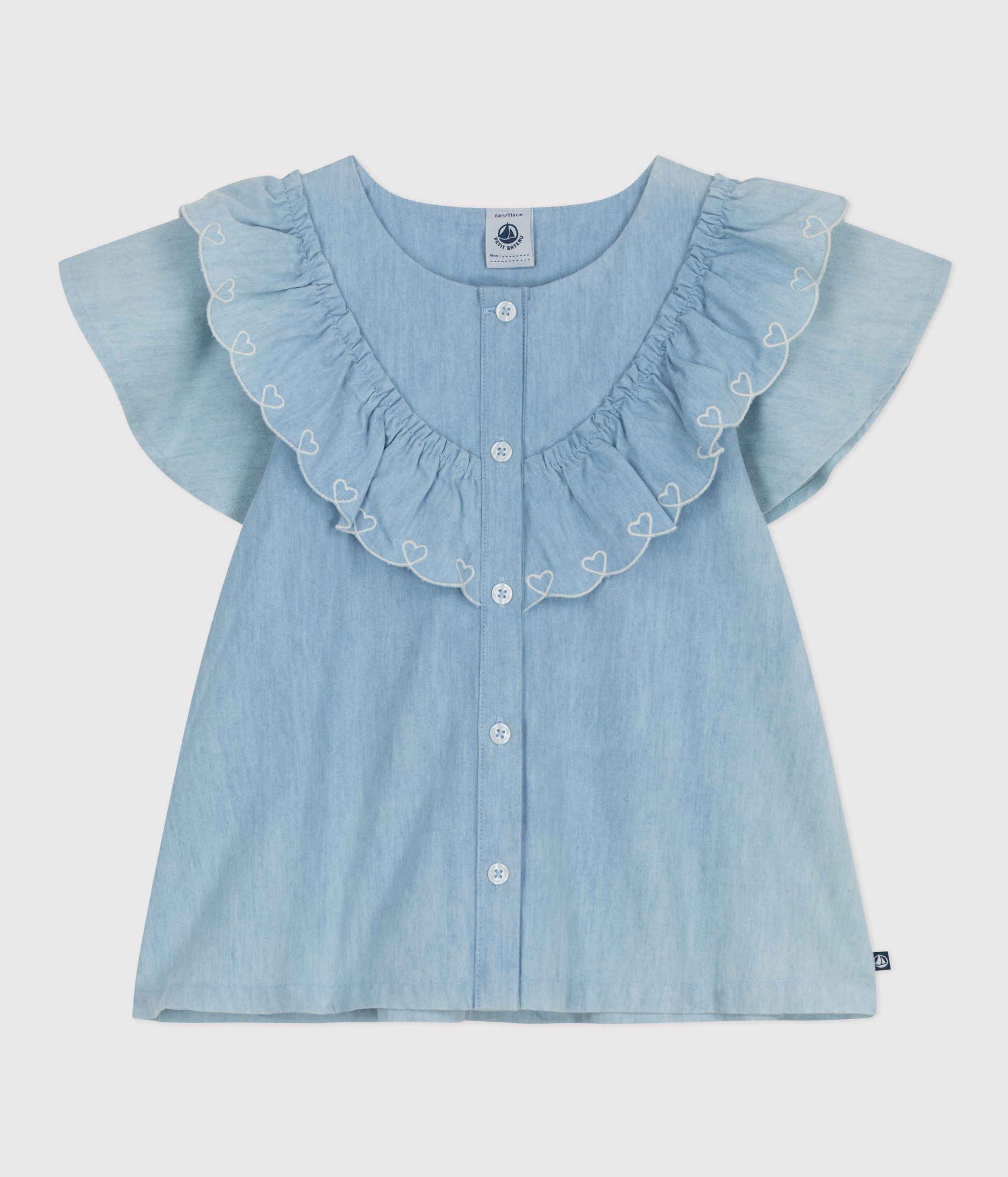 Children's plain short-sleeved cotton blouse