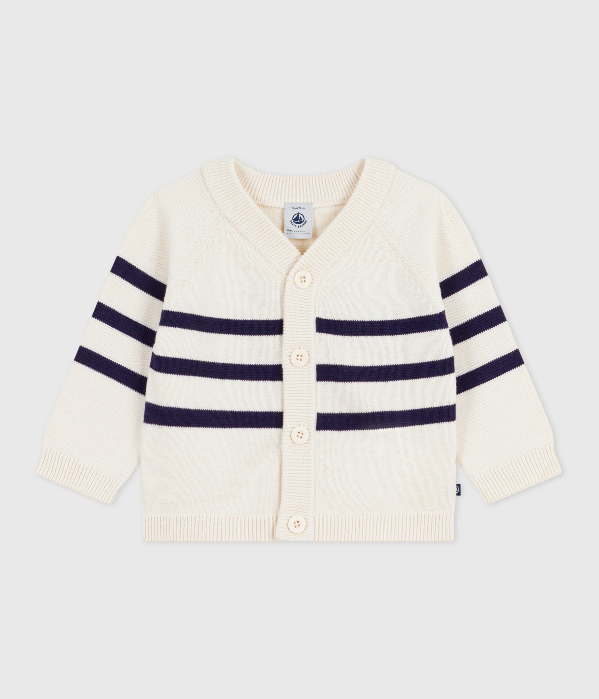 Babies' stripy cotton cardigan