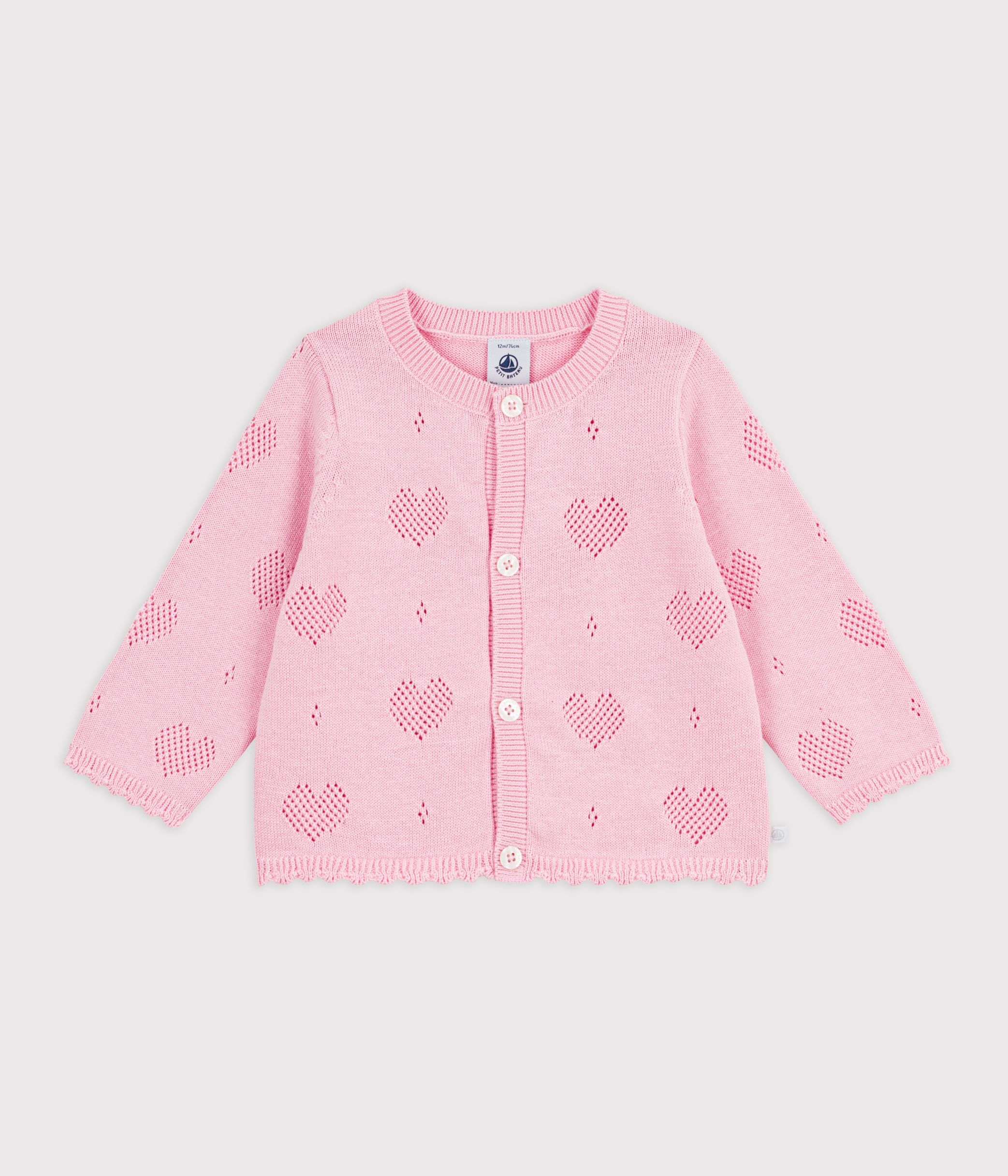 Babies' cotton cardigan with a heart pattern